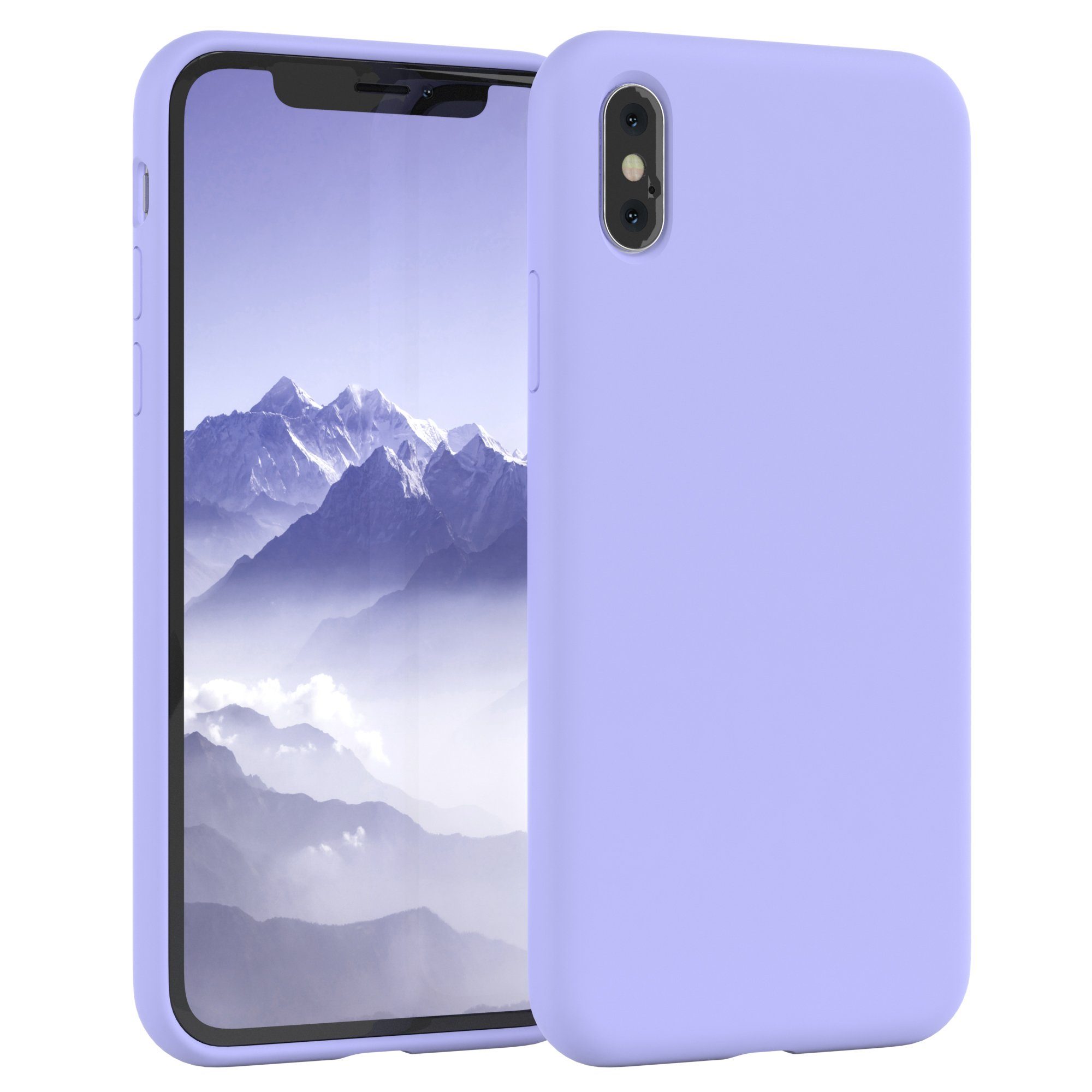 EAZY CASE Handyhülle Premium Silikon Case für iPhone X / iPhone XS 5,8 Zoll, Handytasche aus Silikon Slimcover stoßfest Violett / Lila Lavendel