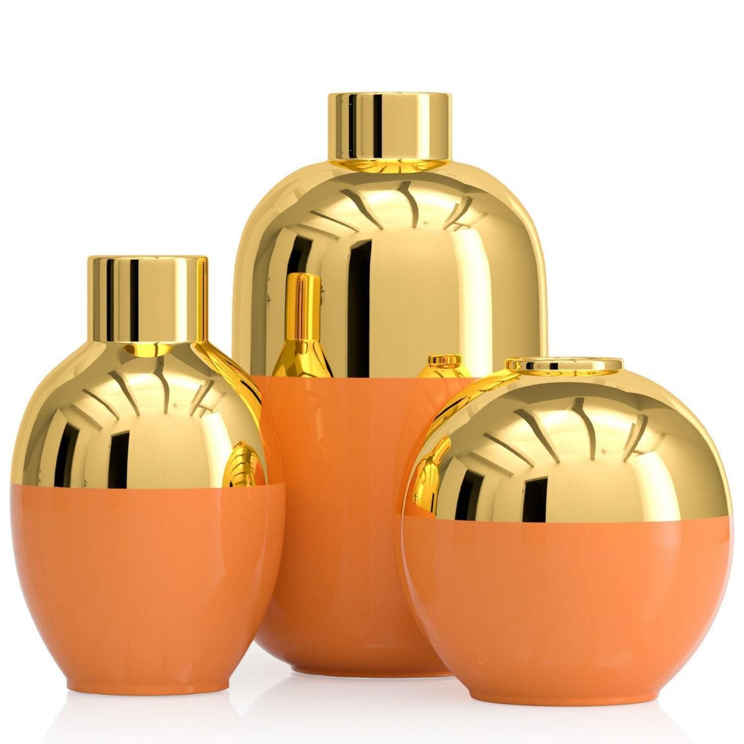 LuxusKollektion Dekoschale Keramik-Blumenvasen 3er-Set Orange/Abendrot (3 St)