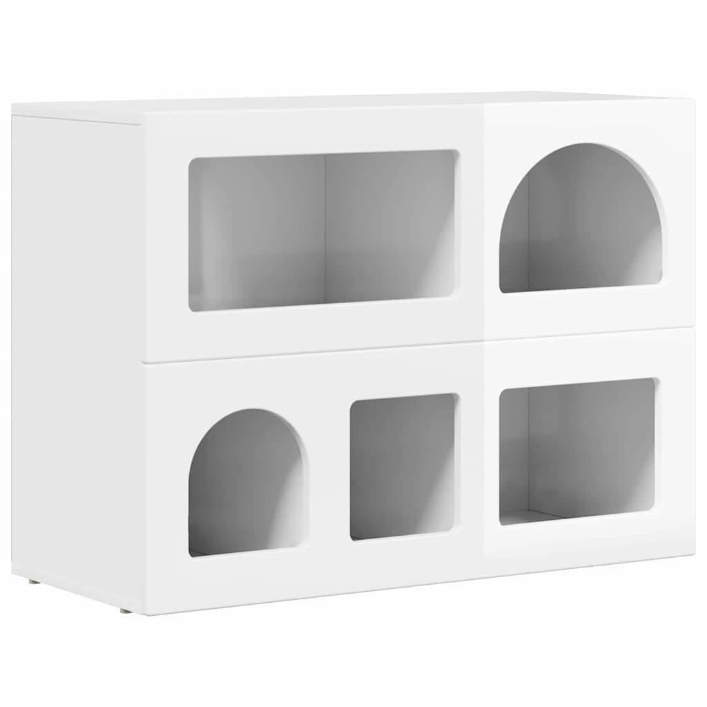 vidaXL Sideboard Sideboard ELST Hochglanz Weiß 80,5 x 35 x 59 cm Holzwerkstoff (1 St)