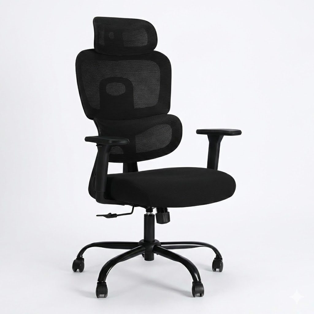 Musso Bürostuhl Schreibtischstuhl Drehstuhl Arbeitsstuhl mit Lendenwirbelstütze (1 St), 5D-Rückenlehne, 135° Neigbar, atmungsaktives Netz, ergonomisch