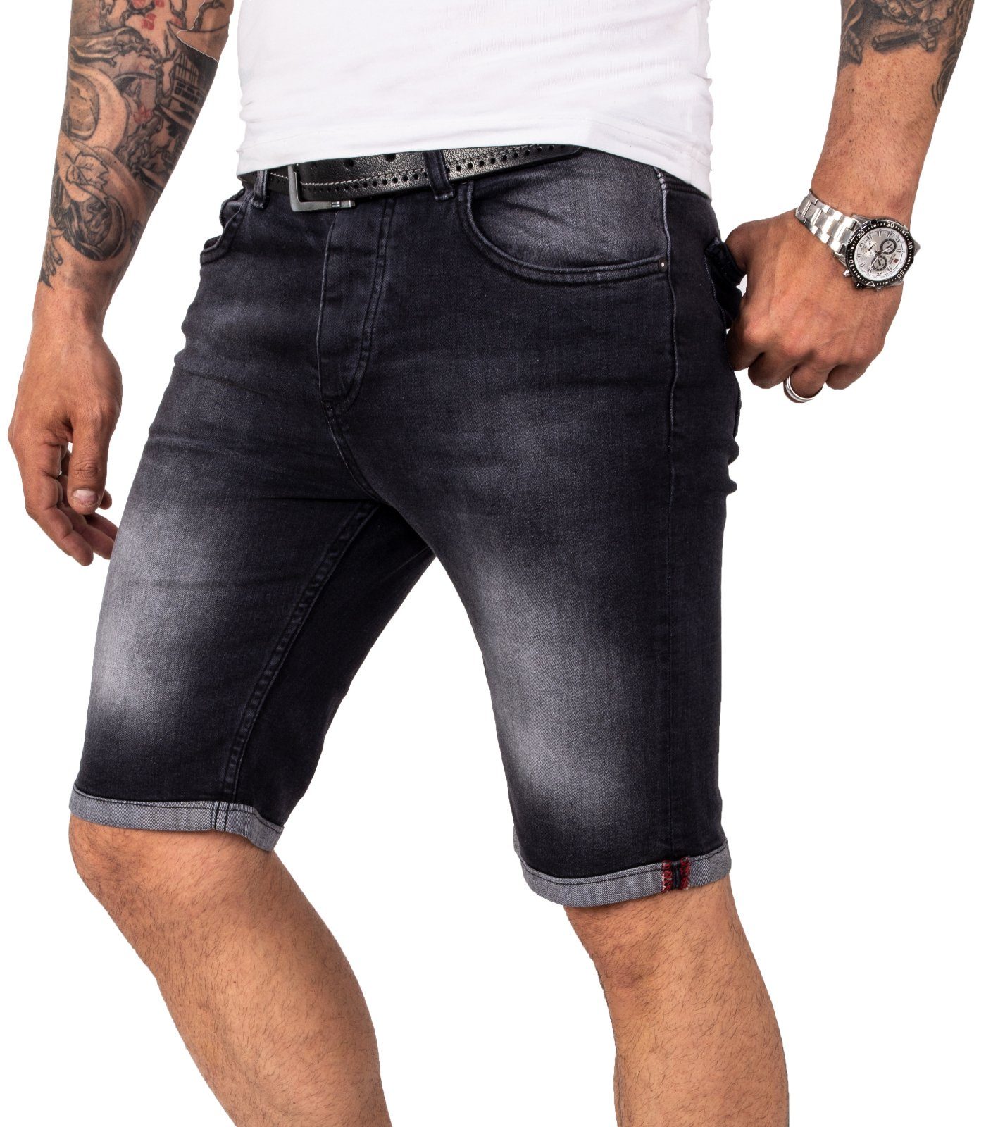 Rock Creek Jeansshorts Herren Shorts Denim Dunkelgrau RC-2214