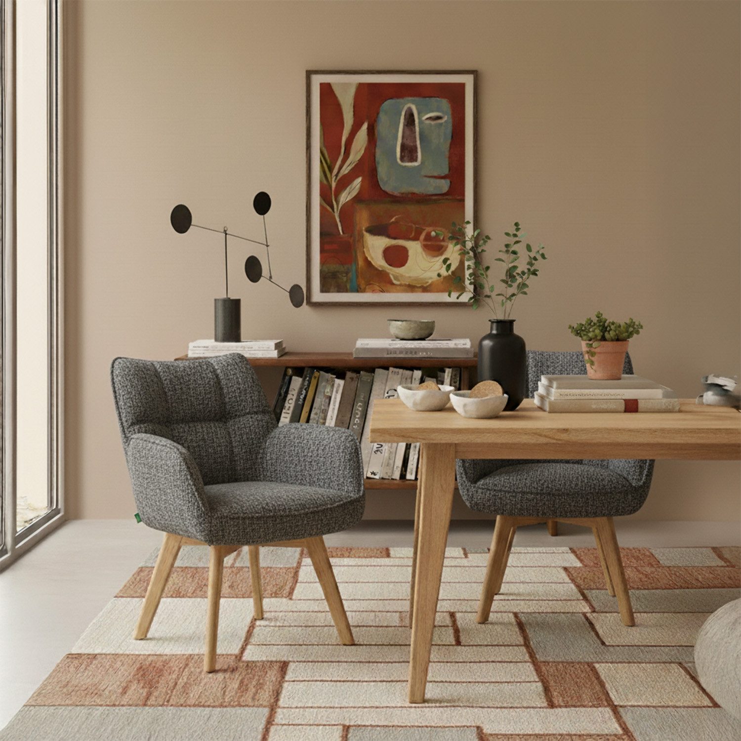 DUBI Möbel Polsterstuhl Mika-Theo 2er-Set, Federkern, Eiche geölt, 360° dre günstig online kaufen