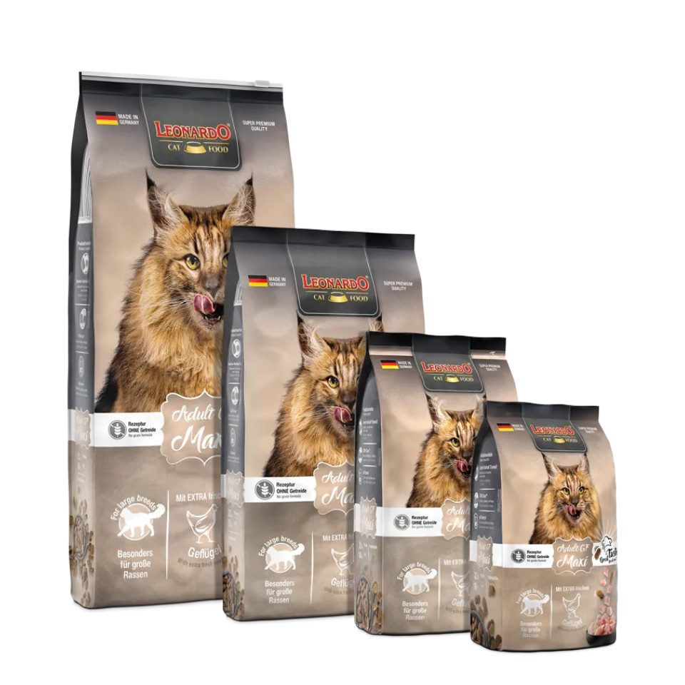 Leonardo Catfood Adult GF Maxi - getreidefreies Trockenfutter für große Katzenrassen, Trockenfutter für: Katzen