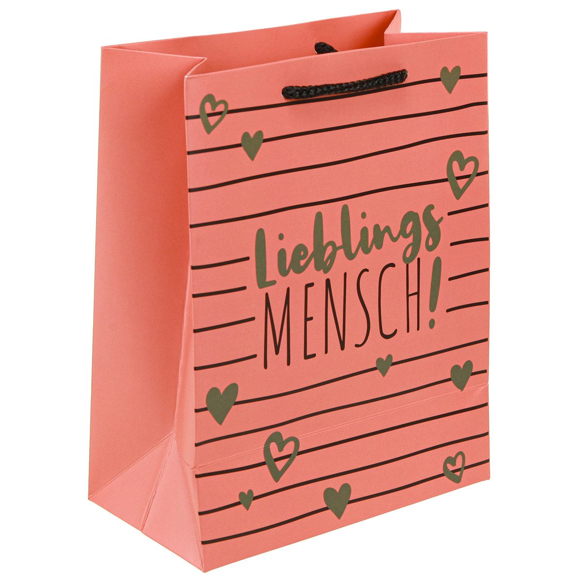Florists Products Tragetasche Geschenktasche Lieblingsmensch mit Herzmotiv für besondere, 2 Stück