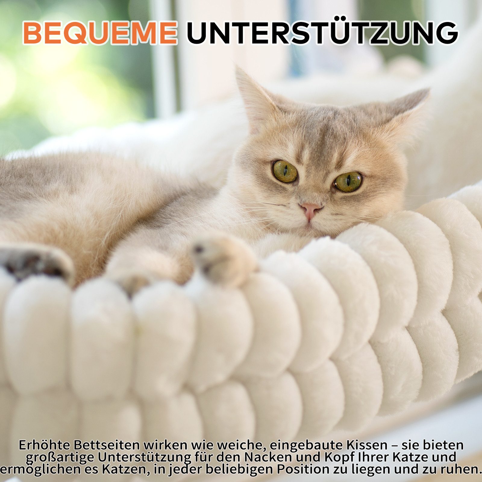 CheerPals Tierbett Fensterliege bis 18kg, faltbare Hängematte, Wendebezug, Polyesterfaser – Bild 4 von 5