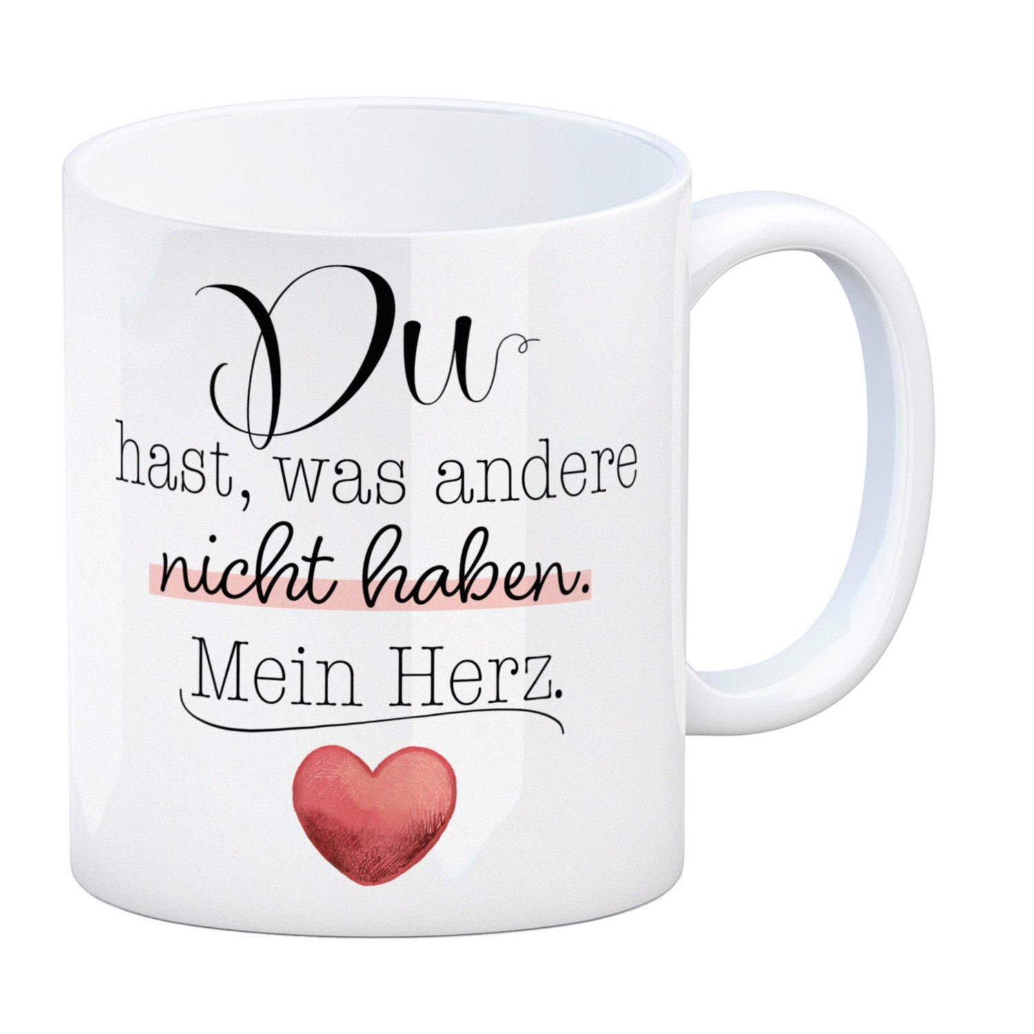 Tasse Herz Kaffeebecher mit Spruch Du besitzt mein Herz