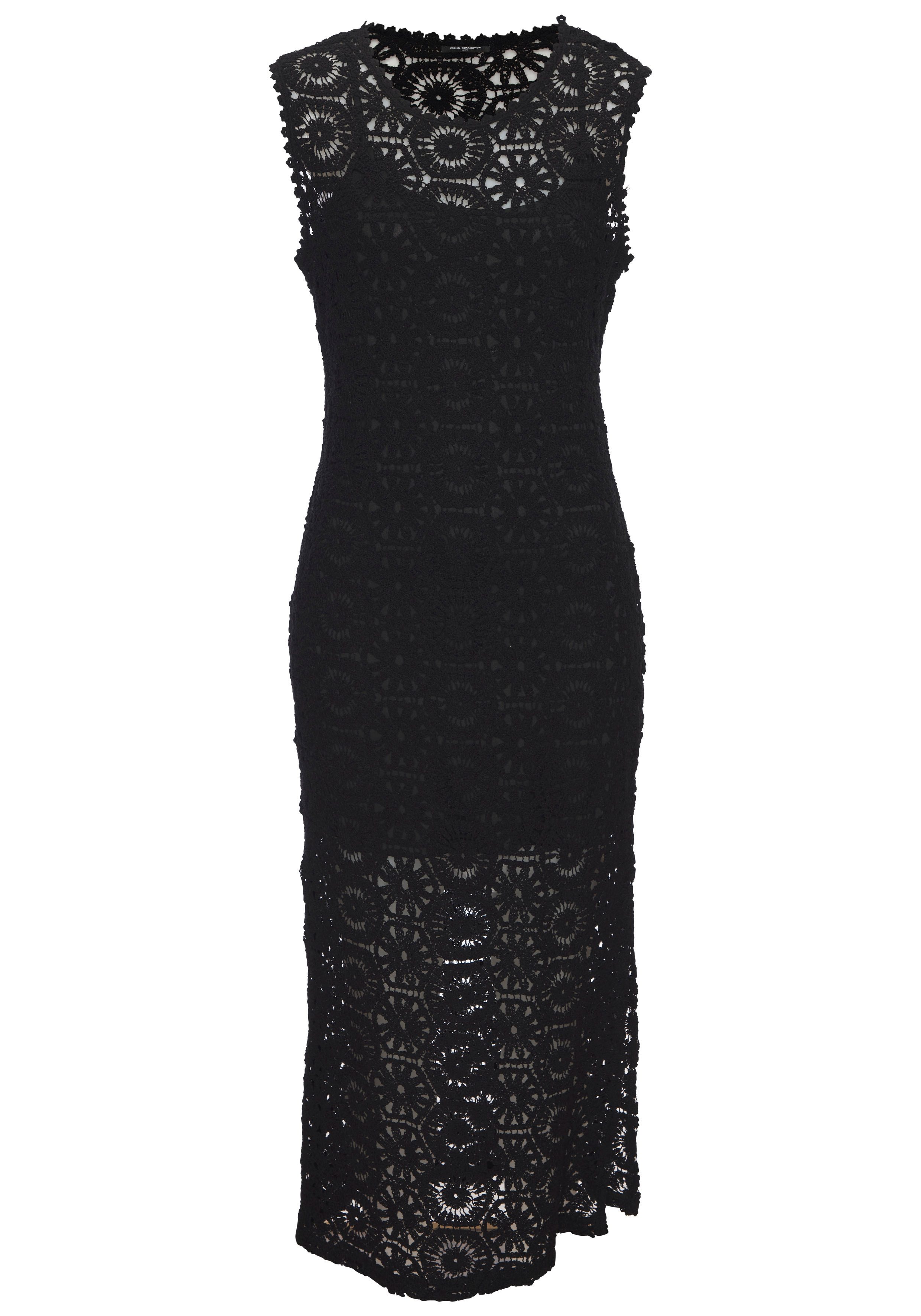 French Connection Strickkleid aus weicher Häkelspitze mit herausnehmbarem Unterkleid, Midikleid (mit Unterkleid) elegantes Strandkleid, Sommerkleid aus hochwert – Bild 2 von 5