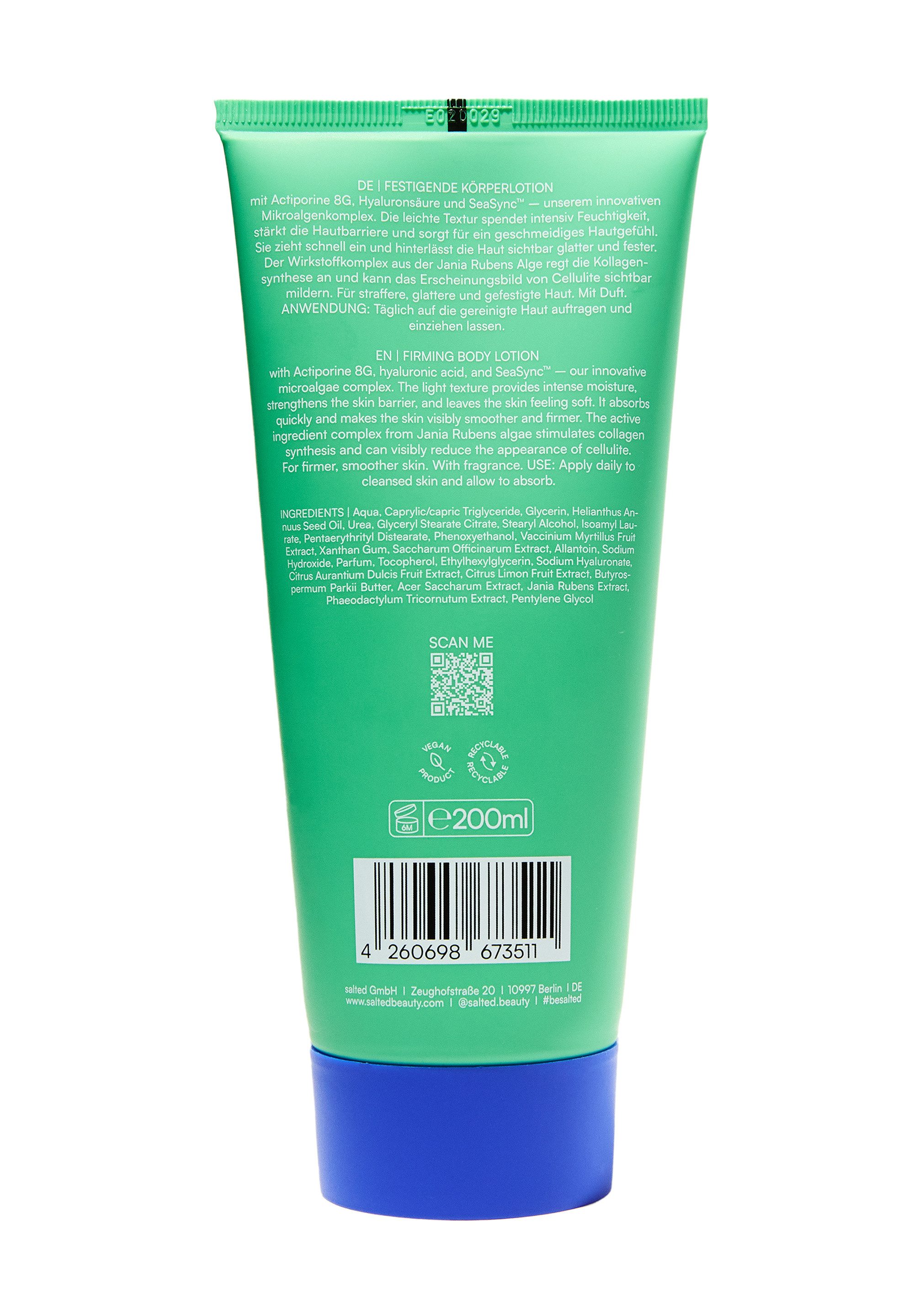 salted. Bodylotion Festigende Körperlotion Smooth Strength, Festigende Körperlotion mit Actiporine 8G, Hyaluronsäure und SeaSync