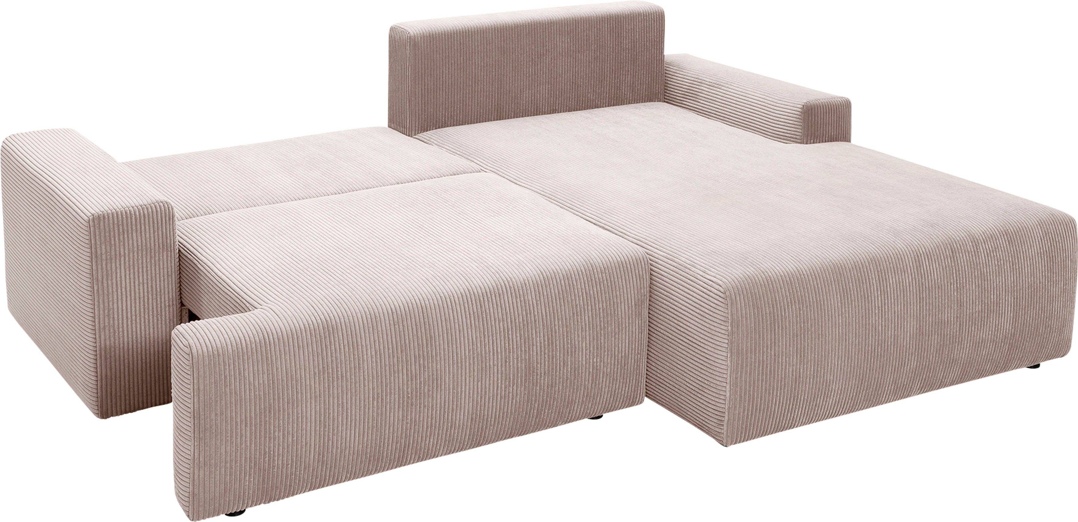 exxpo Ecksofa in - Bettkasten Bettfunktion inklusive und biege Cord-Farben sofa fashion verschiedenen Orinoko,