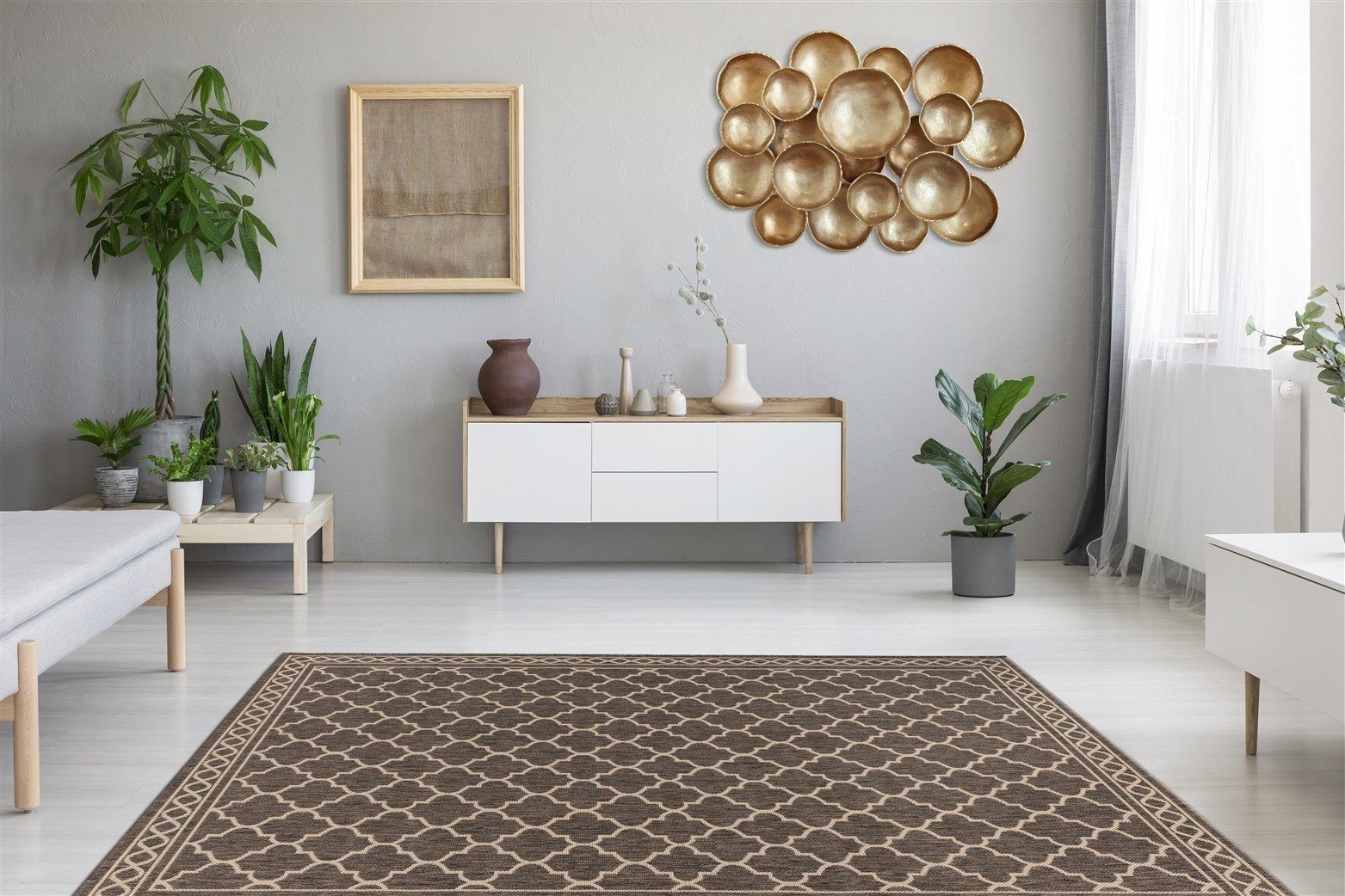 Kayoom Teppich in Braun / Creme, 100% Polypropylen - 150x80cm (LxB)