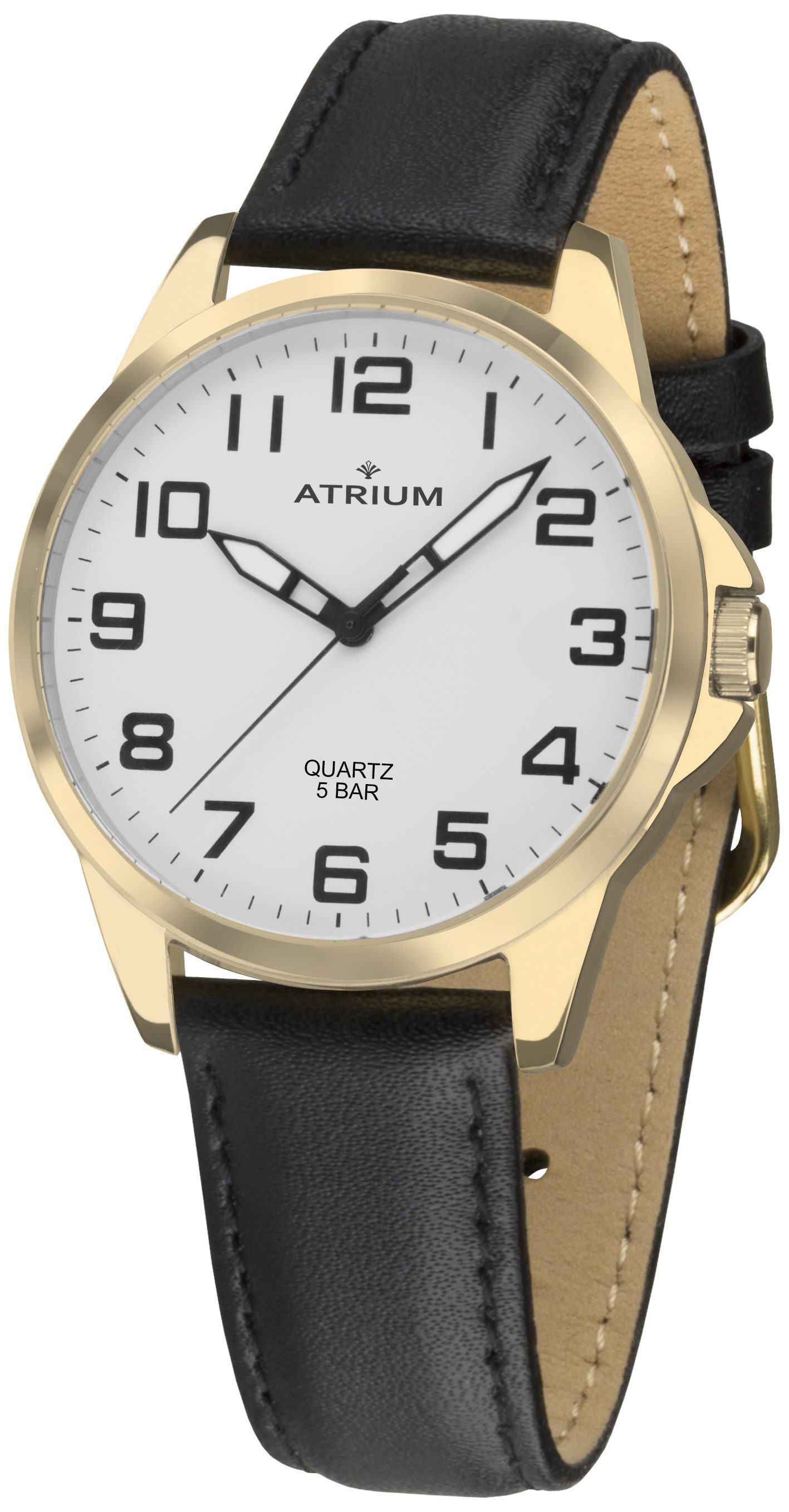 Atrium Quarzuhr A48-20 Herren Armbanduhr Lederband, analog klassisch schlicht modern deutlich Geschenk Ø 38 mm