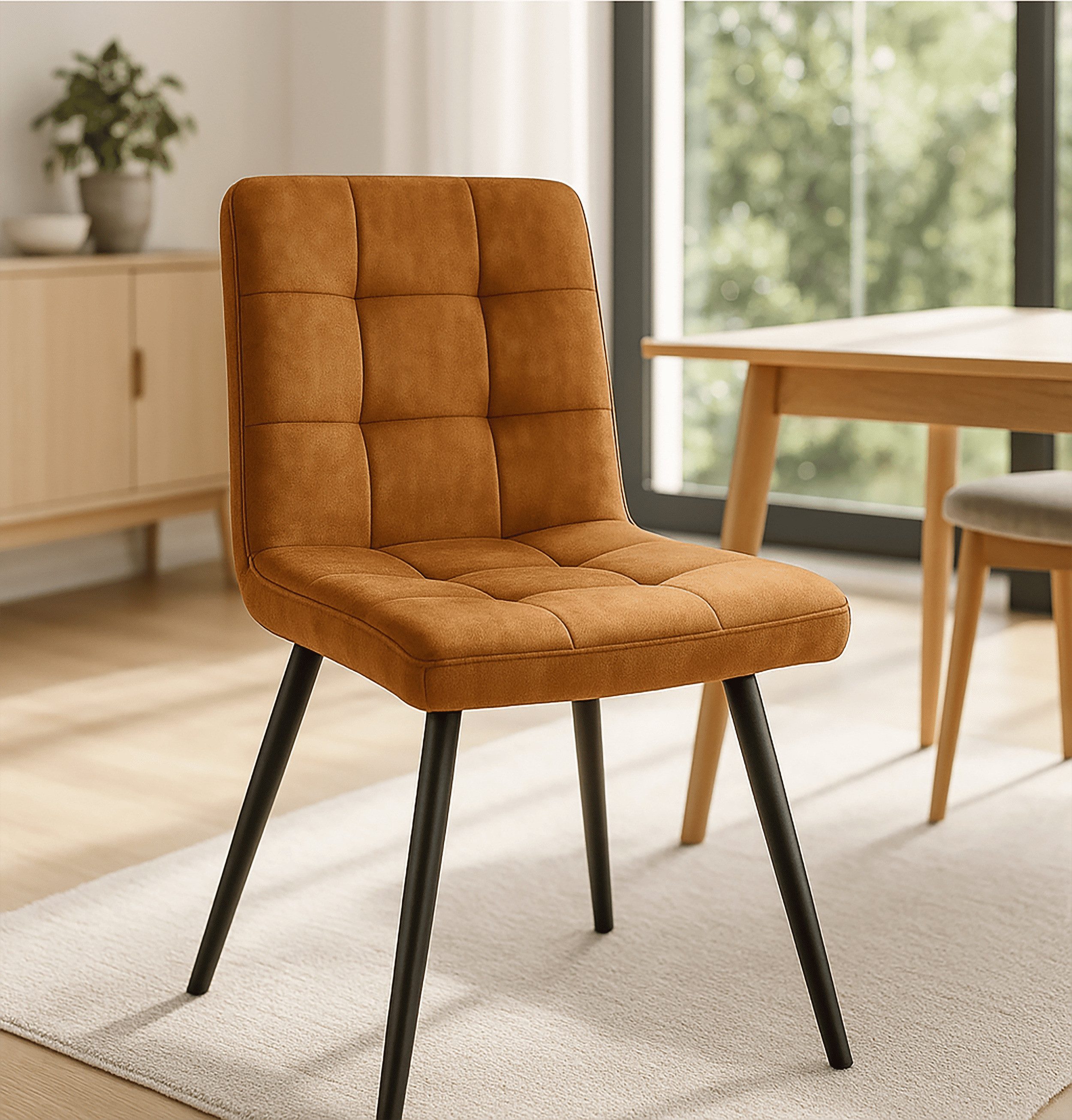LC Home Esszimmerstuhl LC Home Barnet Esszimmerstuhl Samt Senfgelb 47x58,5x82,5cm – Bild 2 von 5