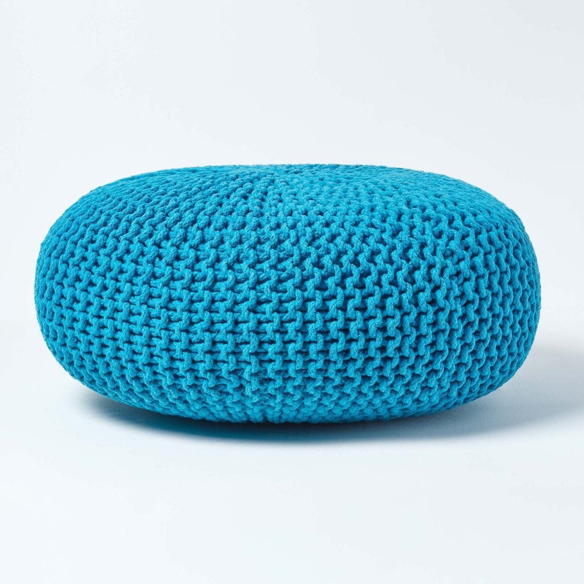 Pouf Großer Strickpouf 100% Baumwolle, türkis