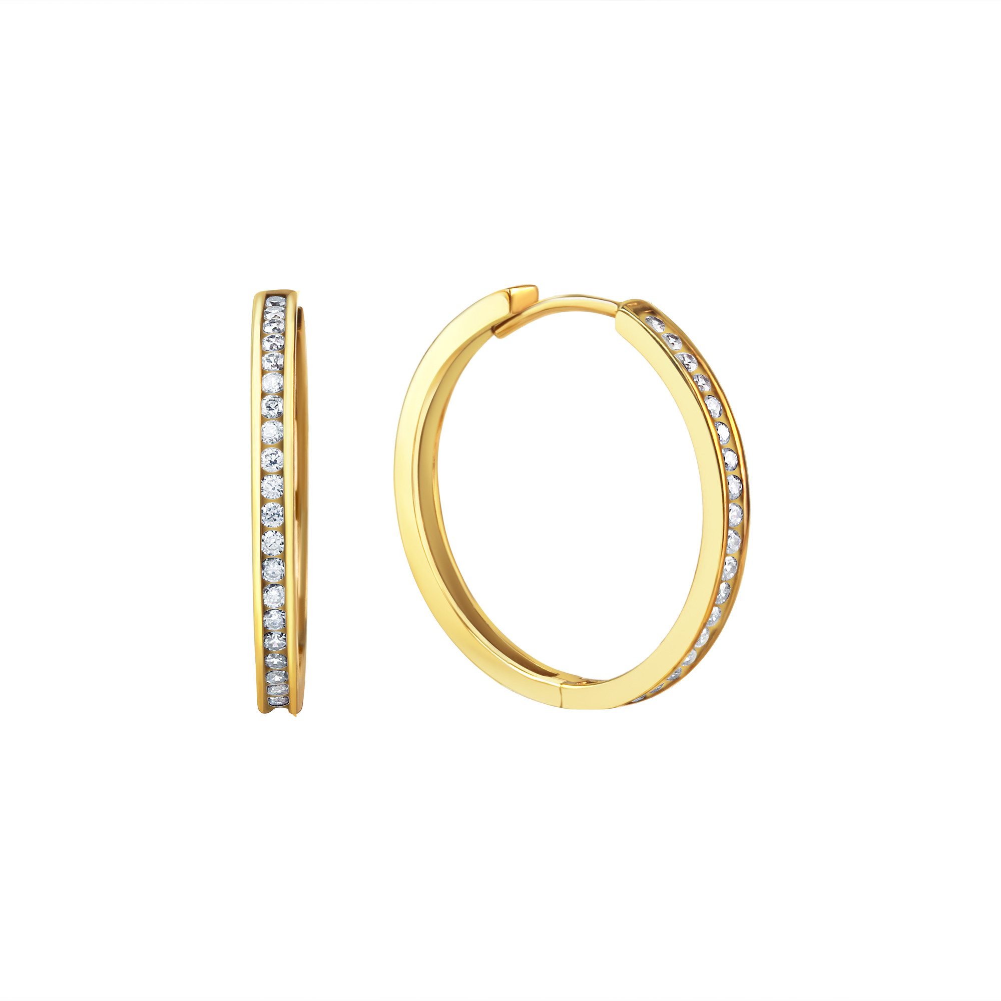 Vivance Paar Creolen 375/- Gelbgold glanz Zirkonia Ø22mm