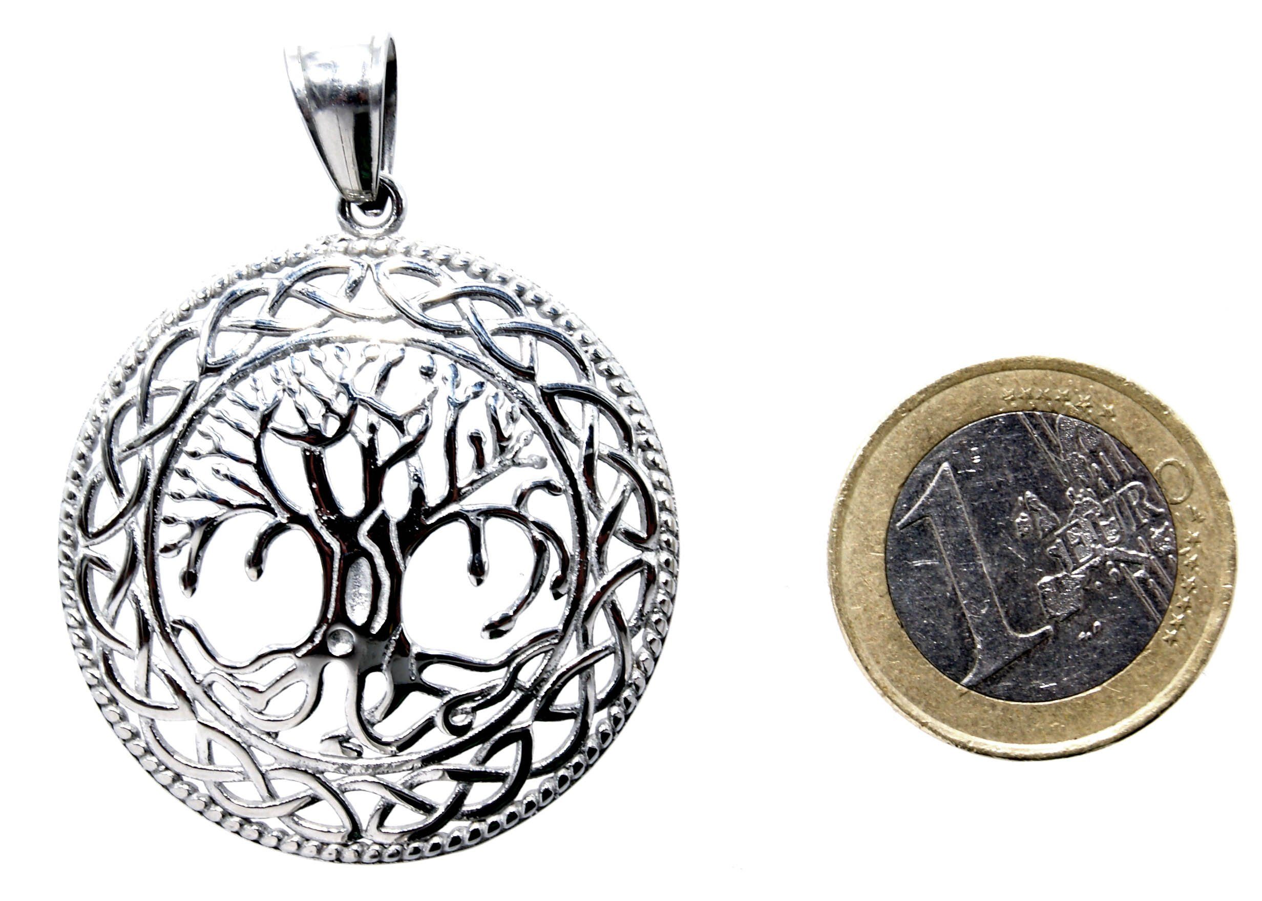 Kiss Lebensbaum Kettenanhänger Weltesche Edelstahl massiver Leather Weltenbaum Yggdrasil of Anhänger