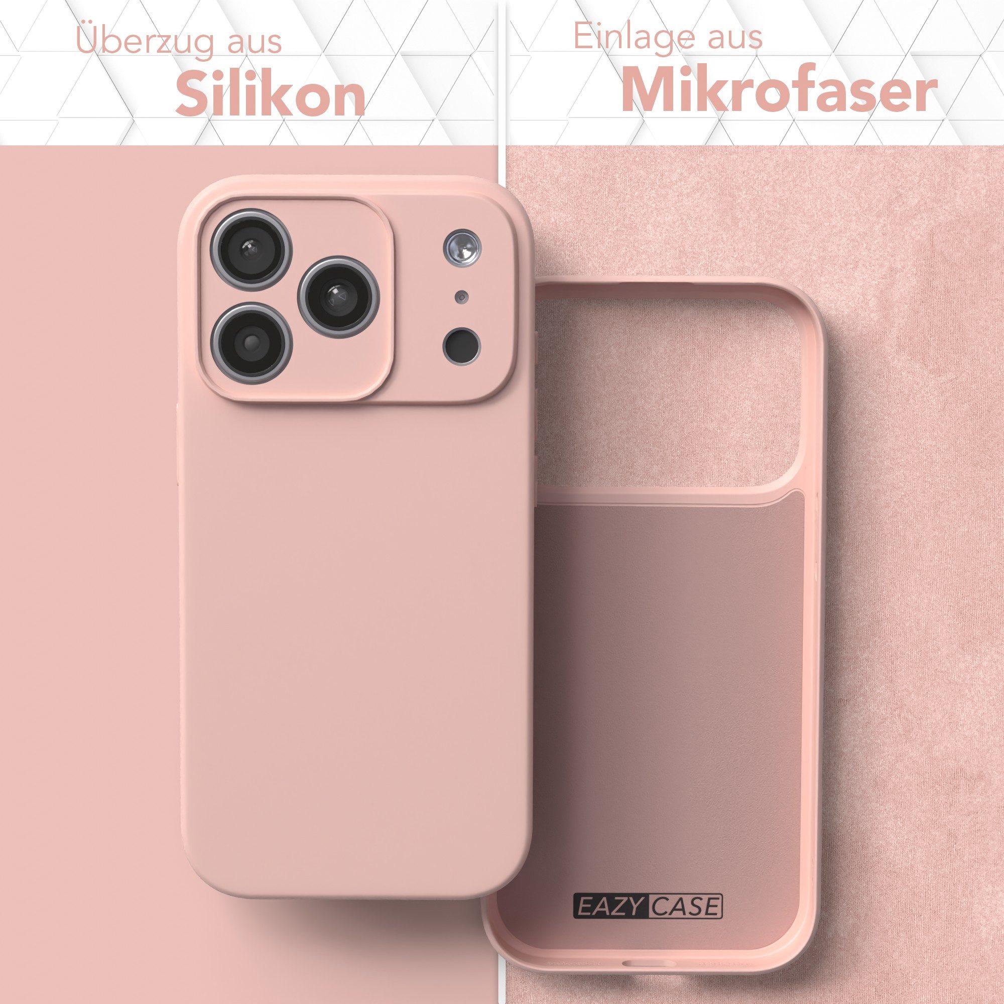 EAZY CASE Handyhülle für Apple iPhone 17 Pro Hülle Silikon 6,3 Zoll, Hülle mit Kameraschutz Bumper Case Silikonschutzhülle Rosa / Altrosa