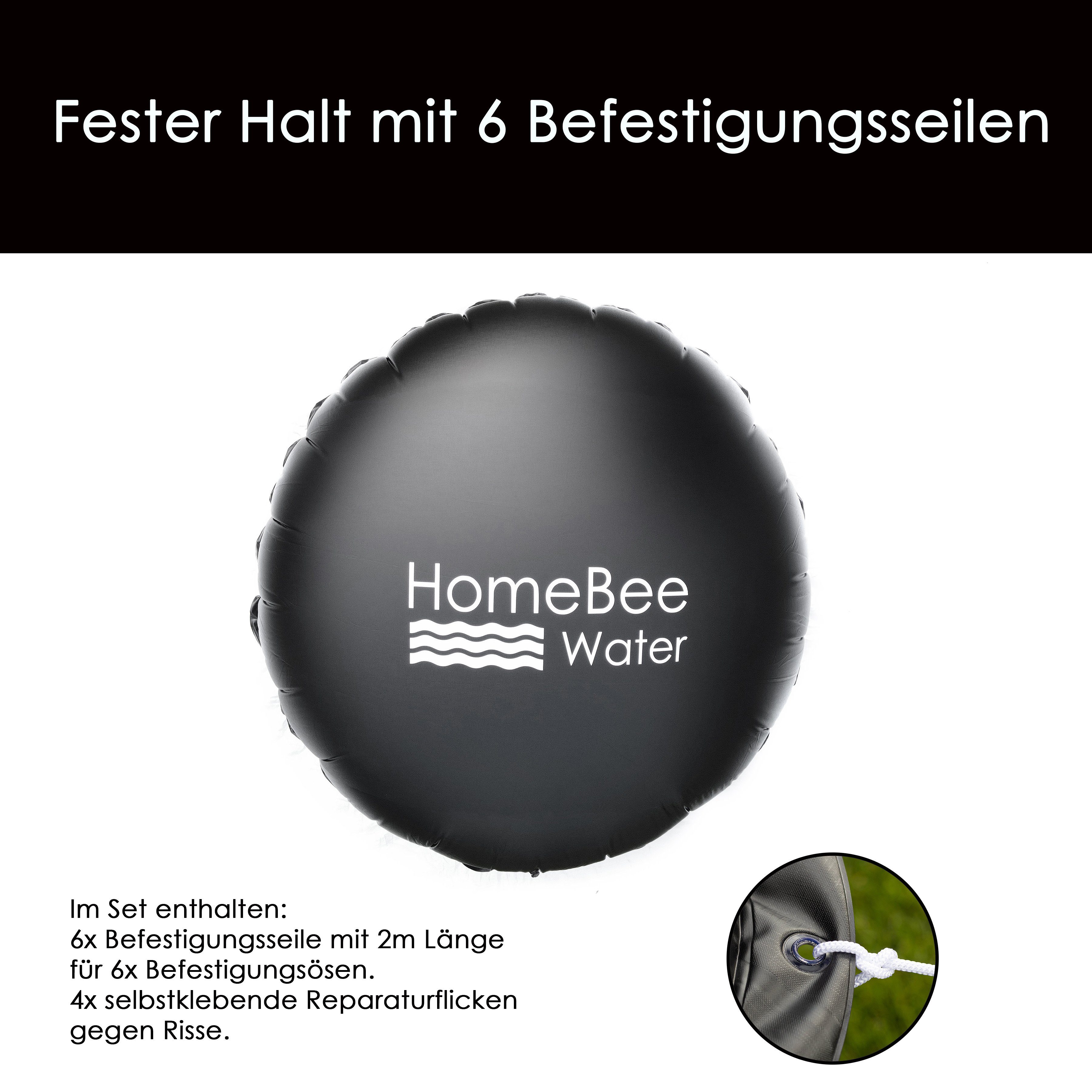 HomeBee Pool-Abdeckplane Poolkissen Winter XXL (3 Meter Durchmesser) (Komplettset inkl. Zubehör, 1-St., inkl. 6 Befestigungskordeln und Reparaturflicken), Langl – Bild 3 von 5