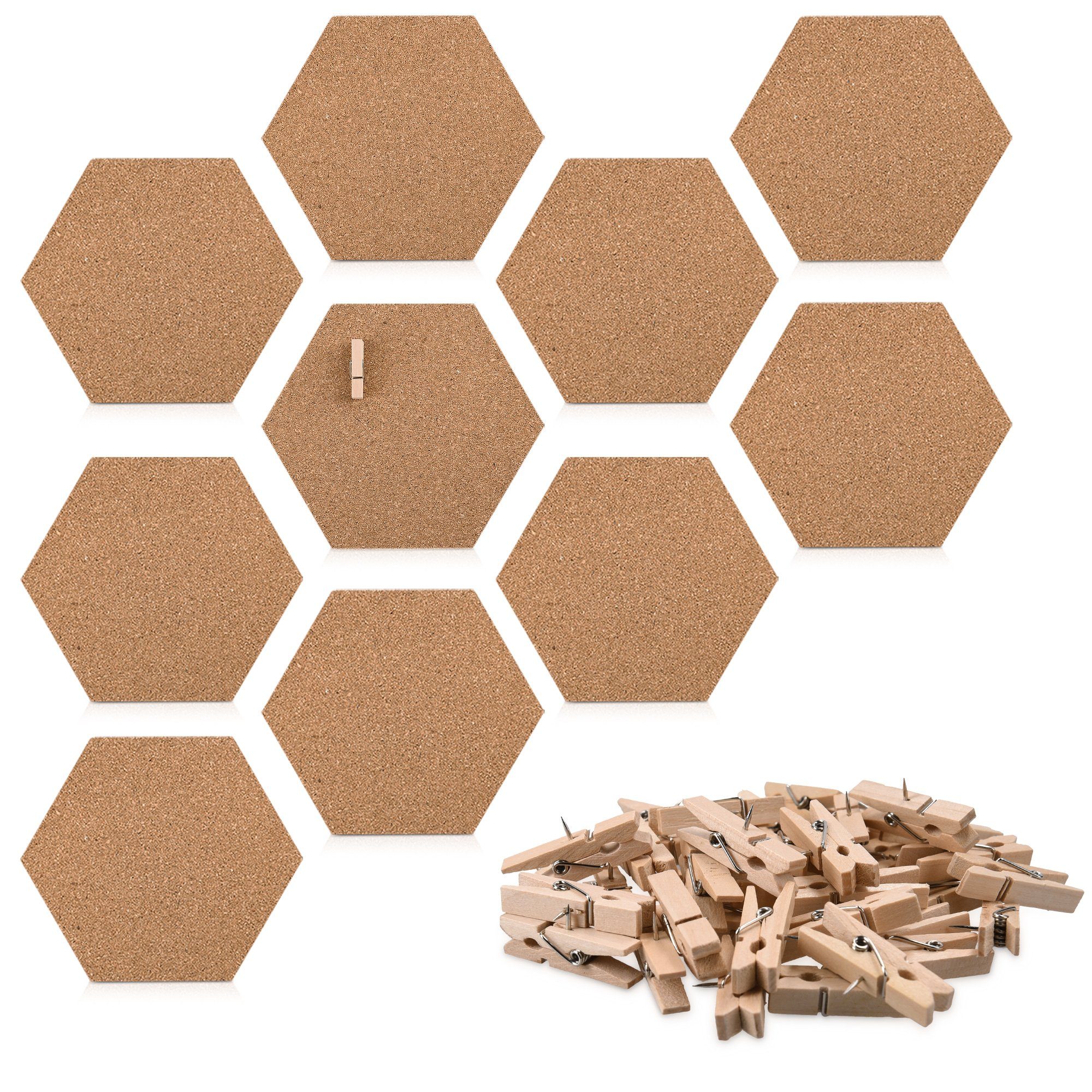 Navaris Memoboard Korkwand sechseckig - 10x günstig online kaufen