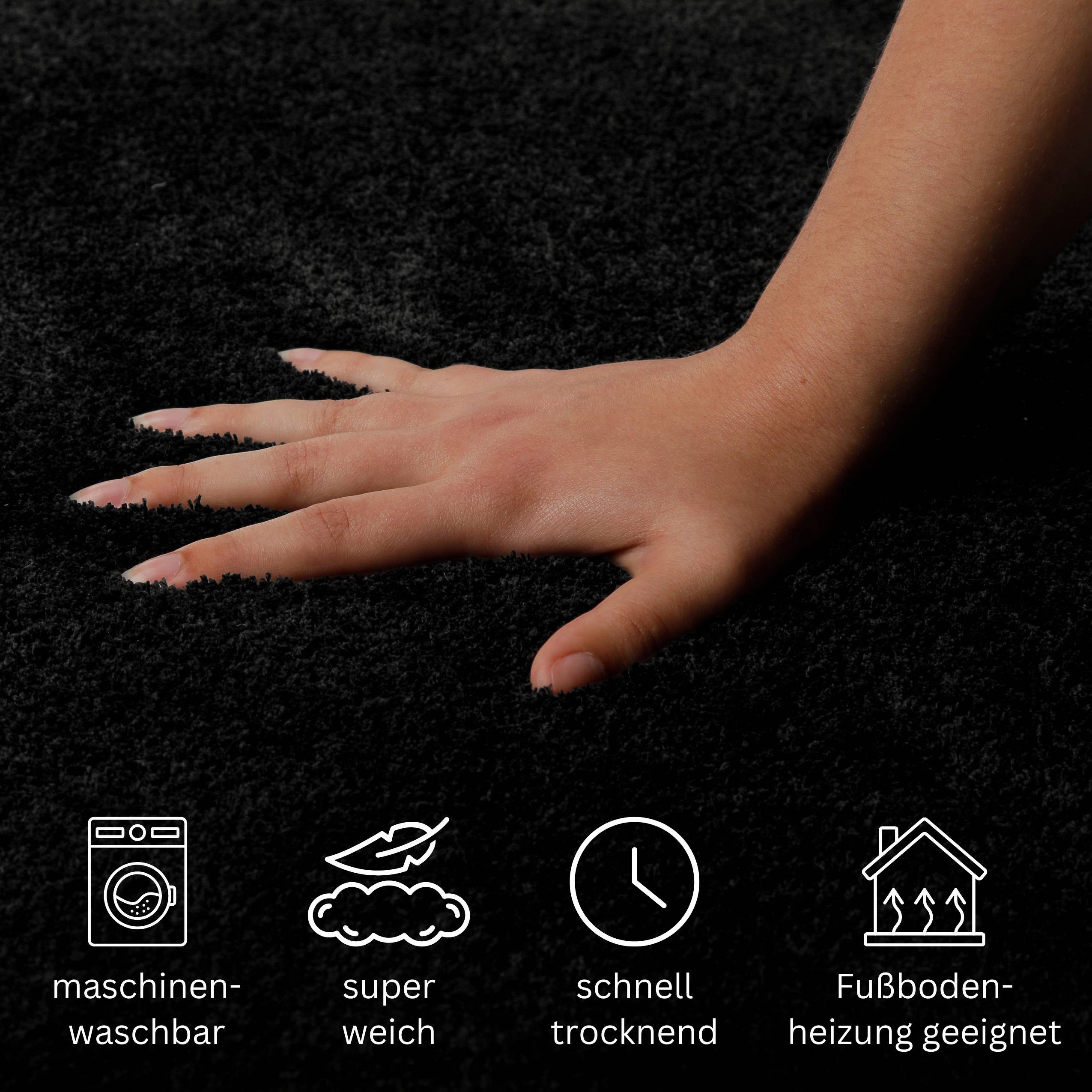 OTTO home Badematte Neele, Höhe 20 mm, rutschhemmend beschichtet, schnell trocknend, Polyester, rechteckig, Badteppich, getuftet, modern, Uni, antirutsch, flauschig, Hochflor