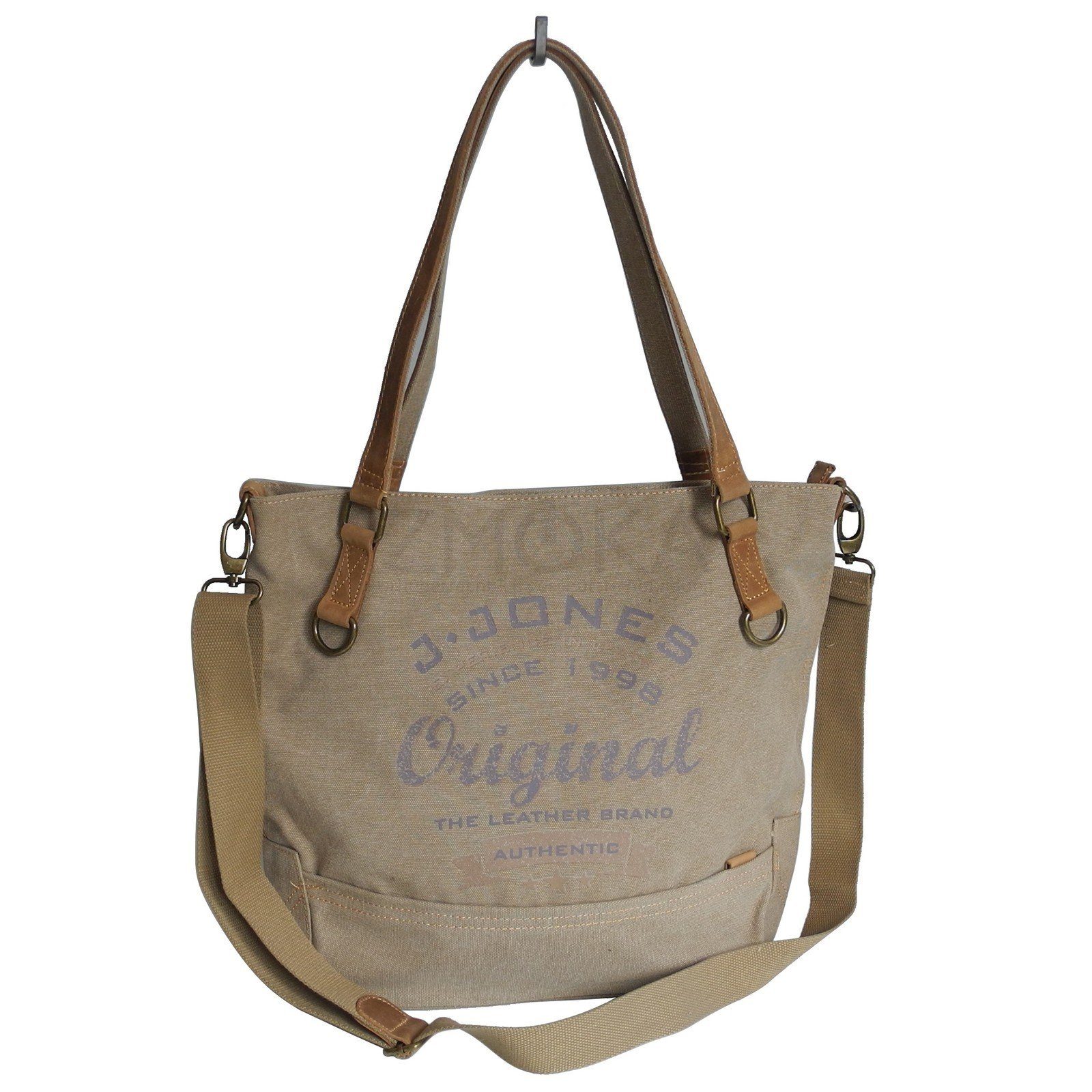 Jennifer Jones Handtasche Jennifer Jones - Canvas Damenhandtasche Damentasche Schultertasche Natur