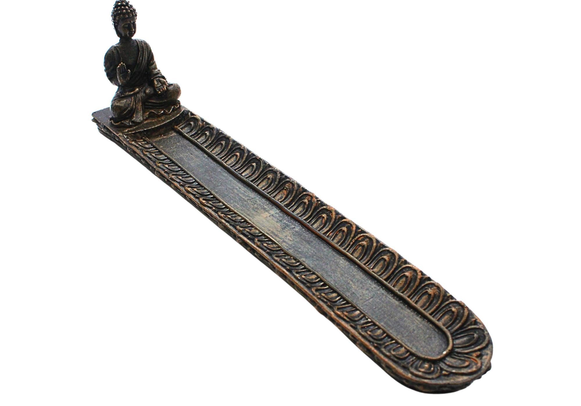 Dekohelden24 Dekoschale Räucherstäbchenhalter mit sitzender Buddhafigur grüßender Hand