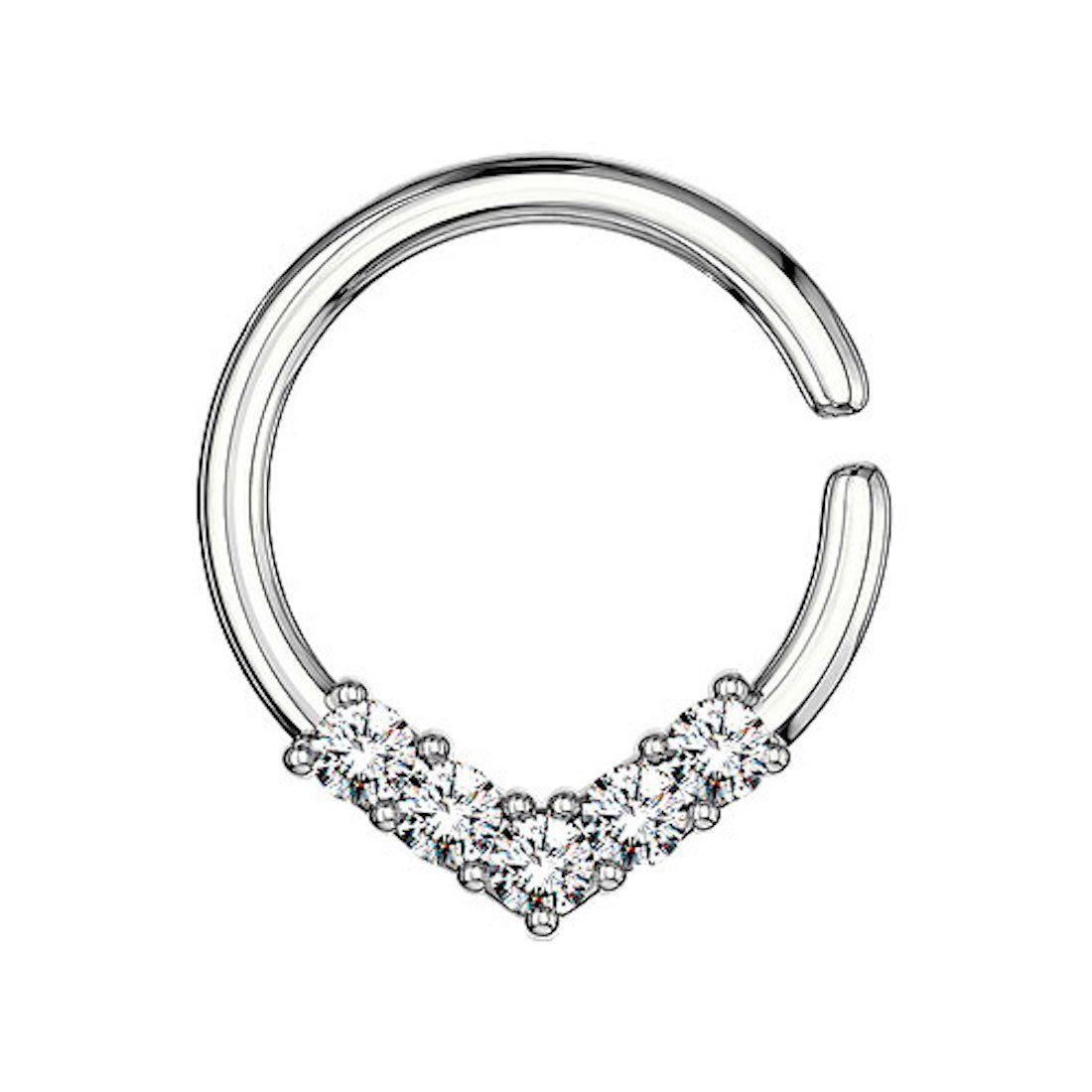 Taffstyle Nasenpiercing Septum Piercing Ring Continuous biegsamer Universal Vförmig Kristall