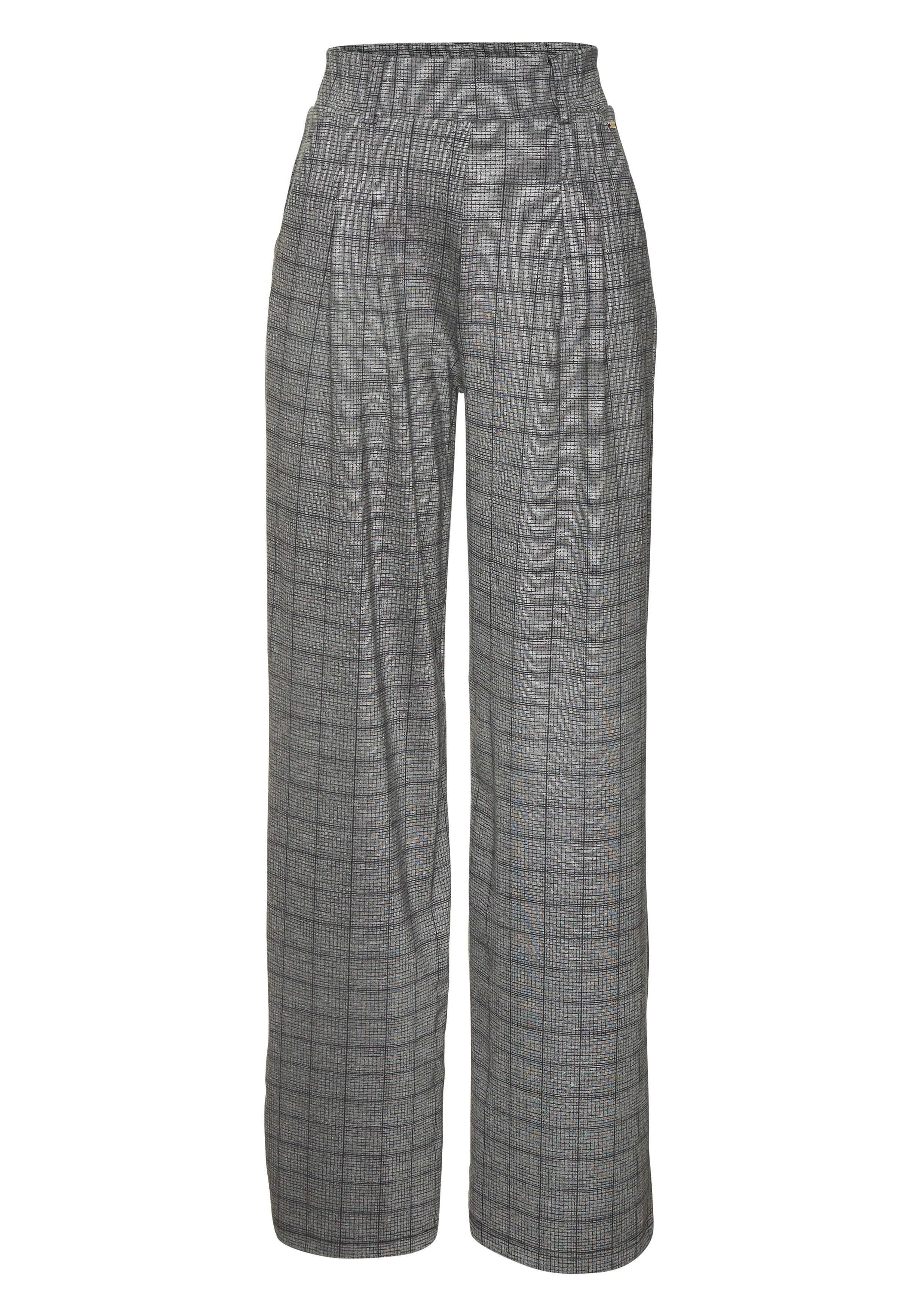 LASCANA Schlupfhose extra Weit mit Bundfalten mit Jacquard Strickmuster oder uni schwarz