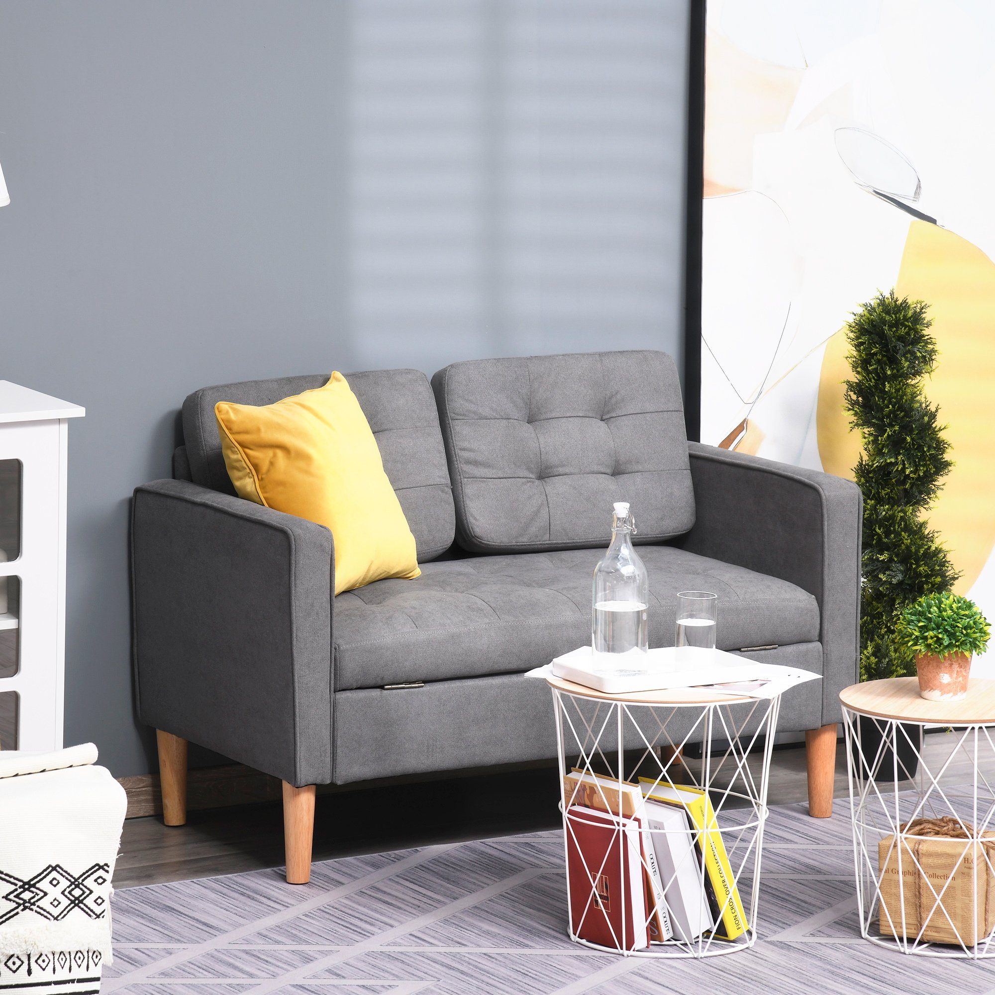 HOMCOM 2-Sitzer abnehmbarer Doppelsofa mit Kissen, günstig online kaufen