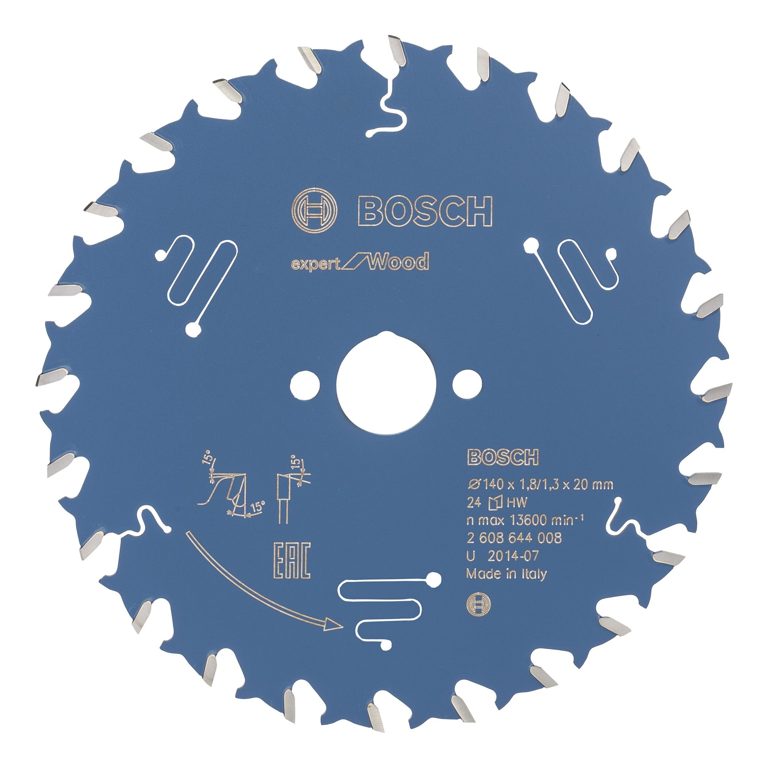 BOSCH Kreissägeblatt, Expert for Wood 24Z - 140 x 20 x 1,8 mm