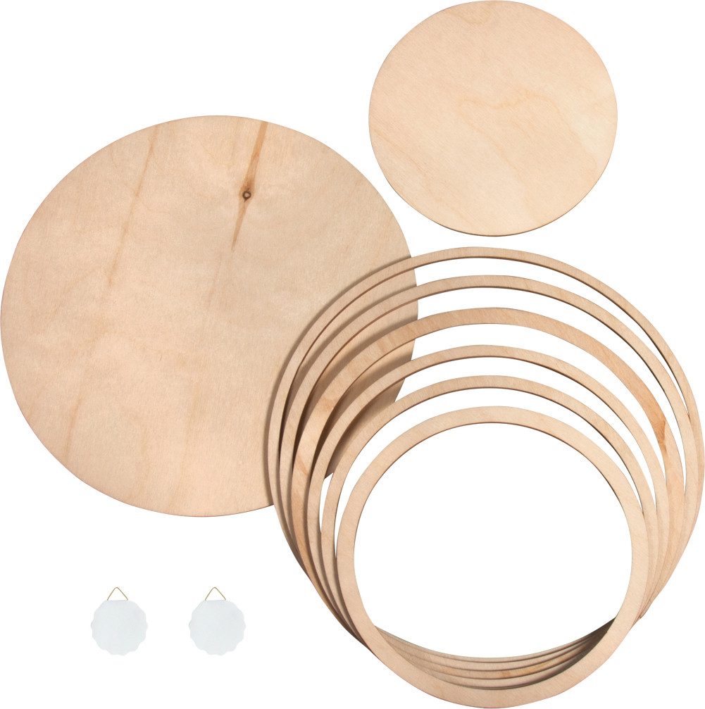 Rayher Dekoobjekt Holzplatten/-ringe Set, 8-tlg.