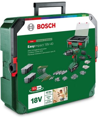 Bosch Home & Garden Akku-Schlagbohrschrauber EasyImpact Systembox, 241 teilig, mit 2 Akkus 18V/1,5Ah und Ladegerät