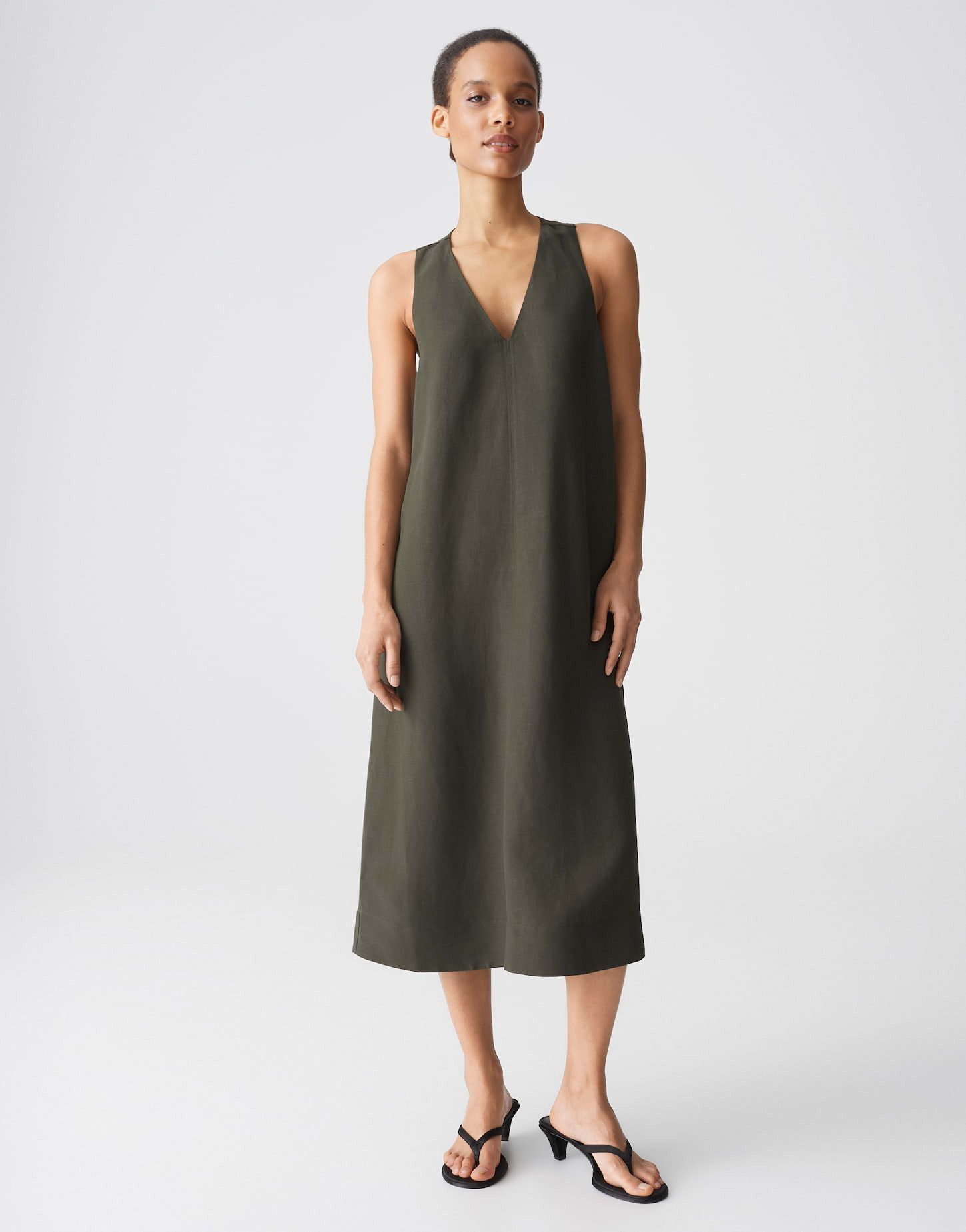 OPUS Neckholderkleid Waka aus Webware mit Leinenstruktur Mit Eingrifftaschen für praktische Alltagslooks