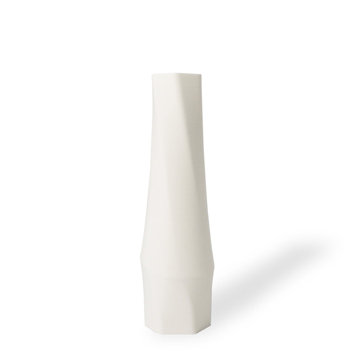Shapes - Decorations Dekovase the vase - hexagon (basic), 3D Vasen, viele Farben, 100% 3D-Druck (Einzelmodell, 1 Vase), Wasserdicht; Leichte Struktur innerhalb des Materials (Rillung) Weiß