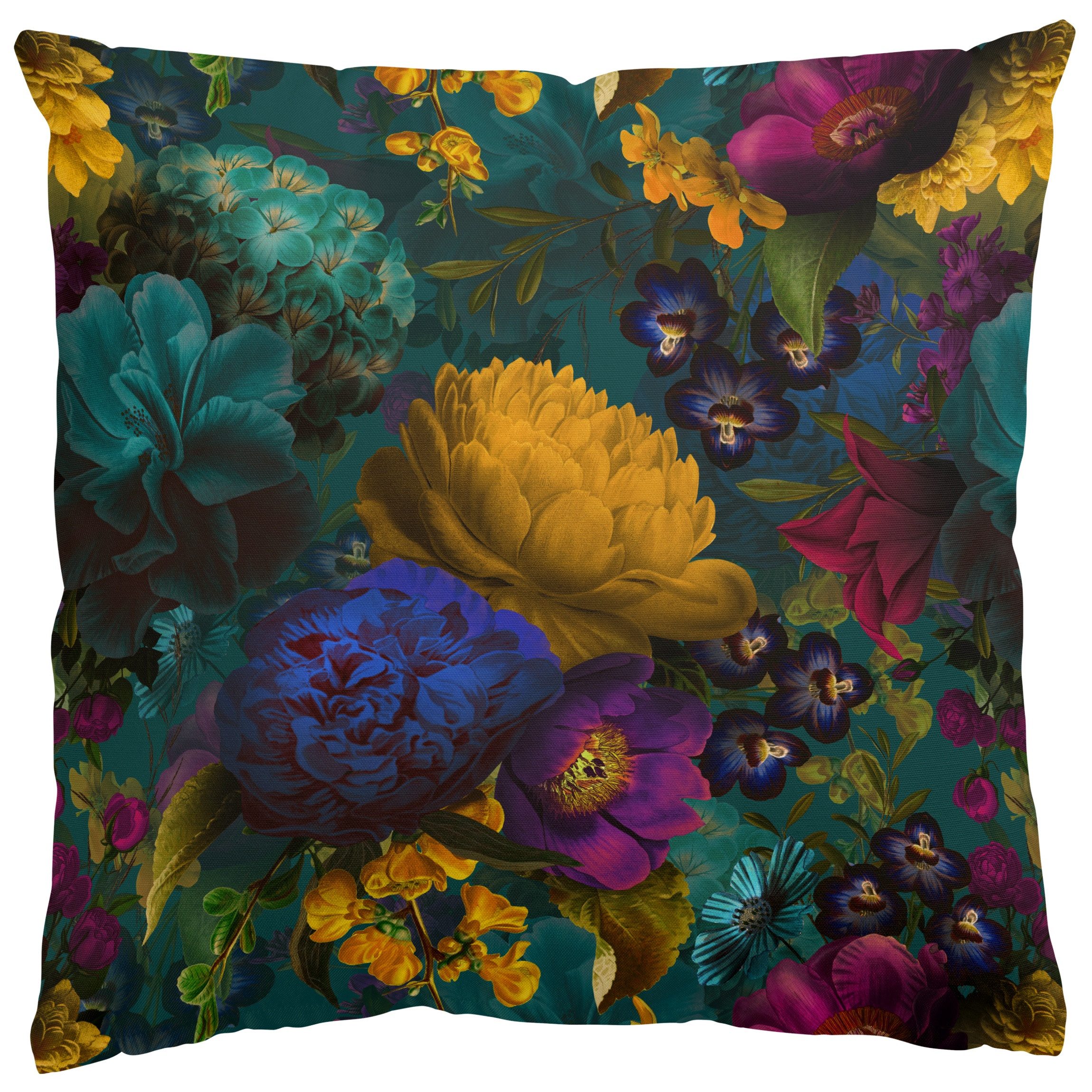 Bilderdepot24 Dekokissen drinnen / draußen Kissenhülle bunt Blumen, Bezug Aquarell mit / ohne Füllung Zierkissen Outdoor Sofa Bett