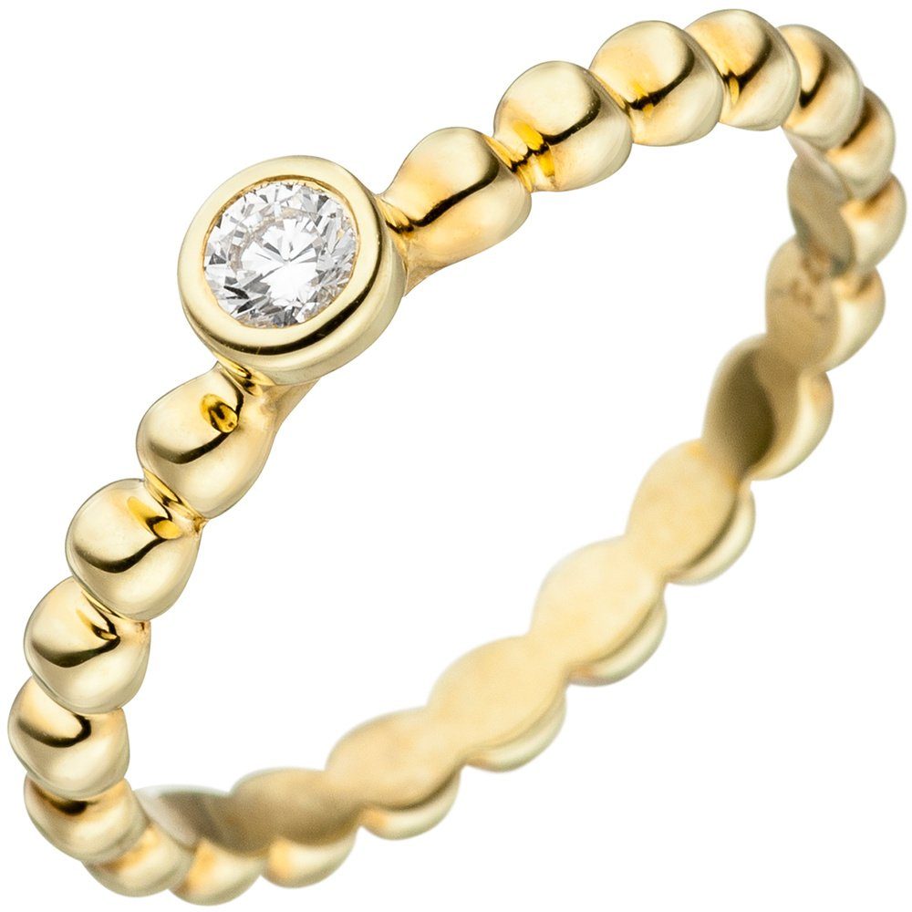 Schmuck Krone Silberring Kugelring mit Zirkonia, 925 Silber vergoldet, Silb günstig online kaufen