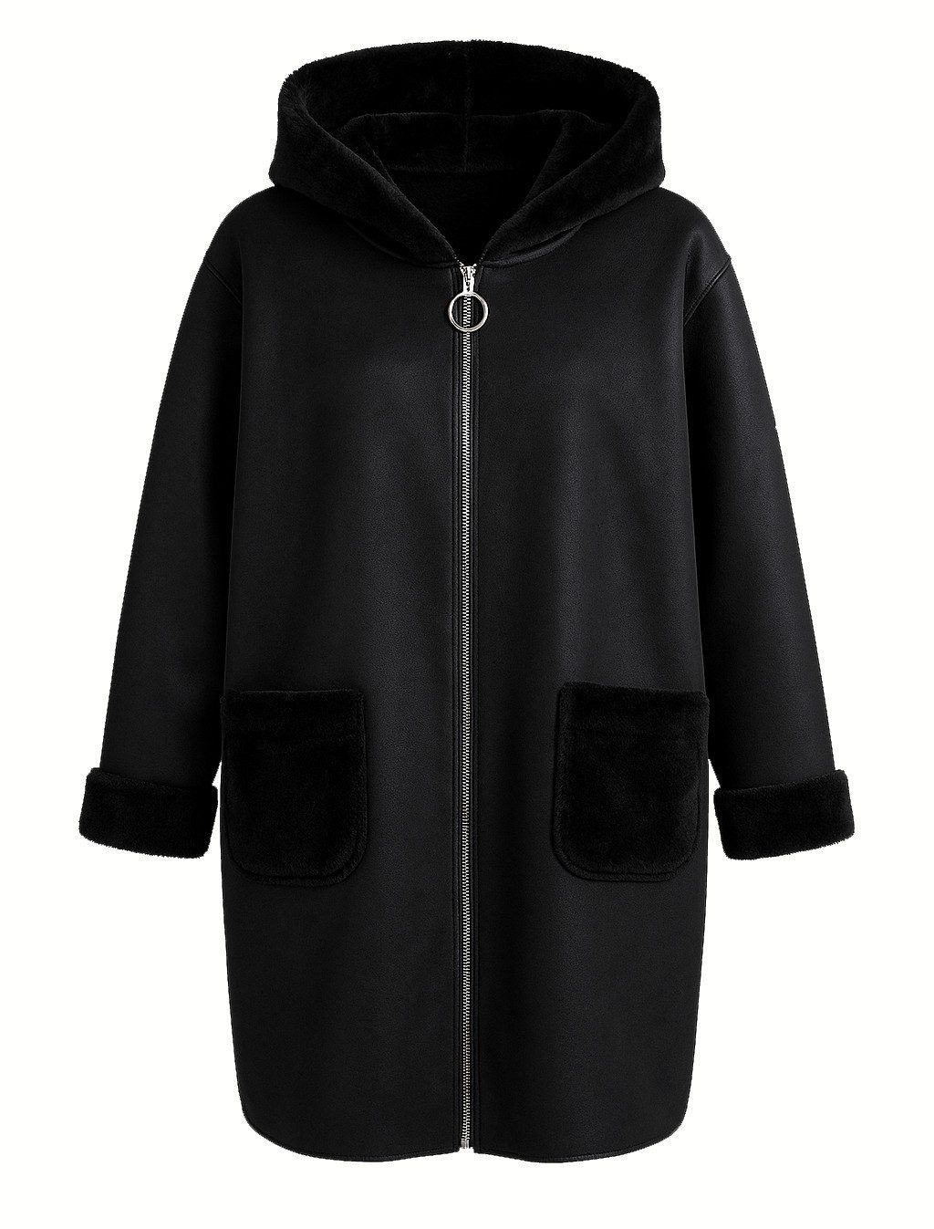Mississhop Fellimitatmantel Damen Kunstfelljacke mit Kapuze günstig online kaufen
