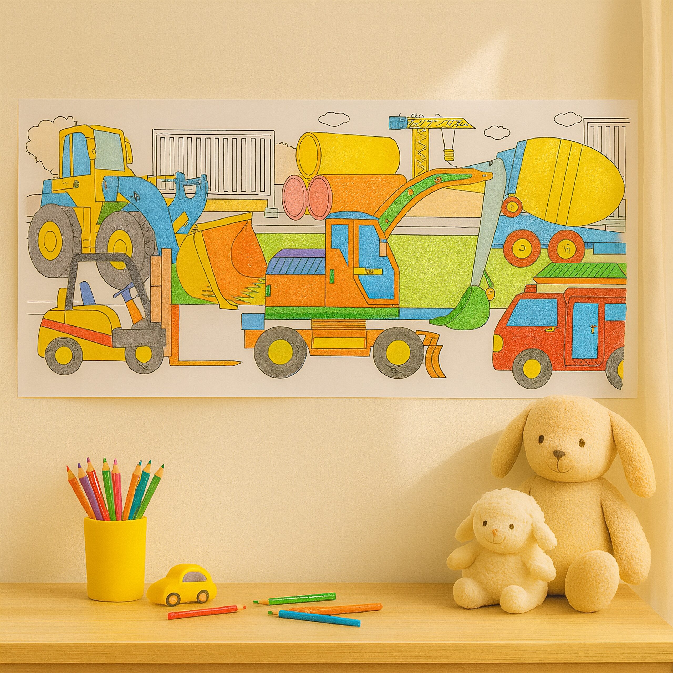 relaxdays Malvorlage Ausmaltischdecken für Kinder 2er Set 3 m (2er Set), Fahrzeuge