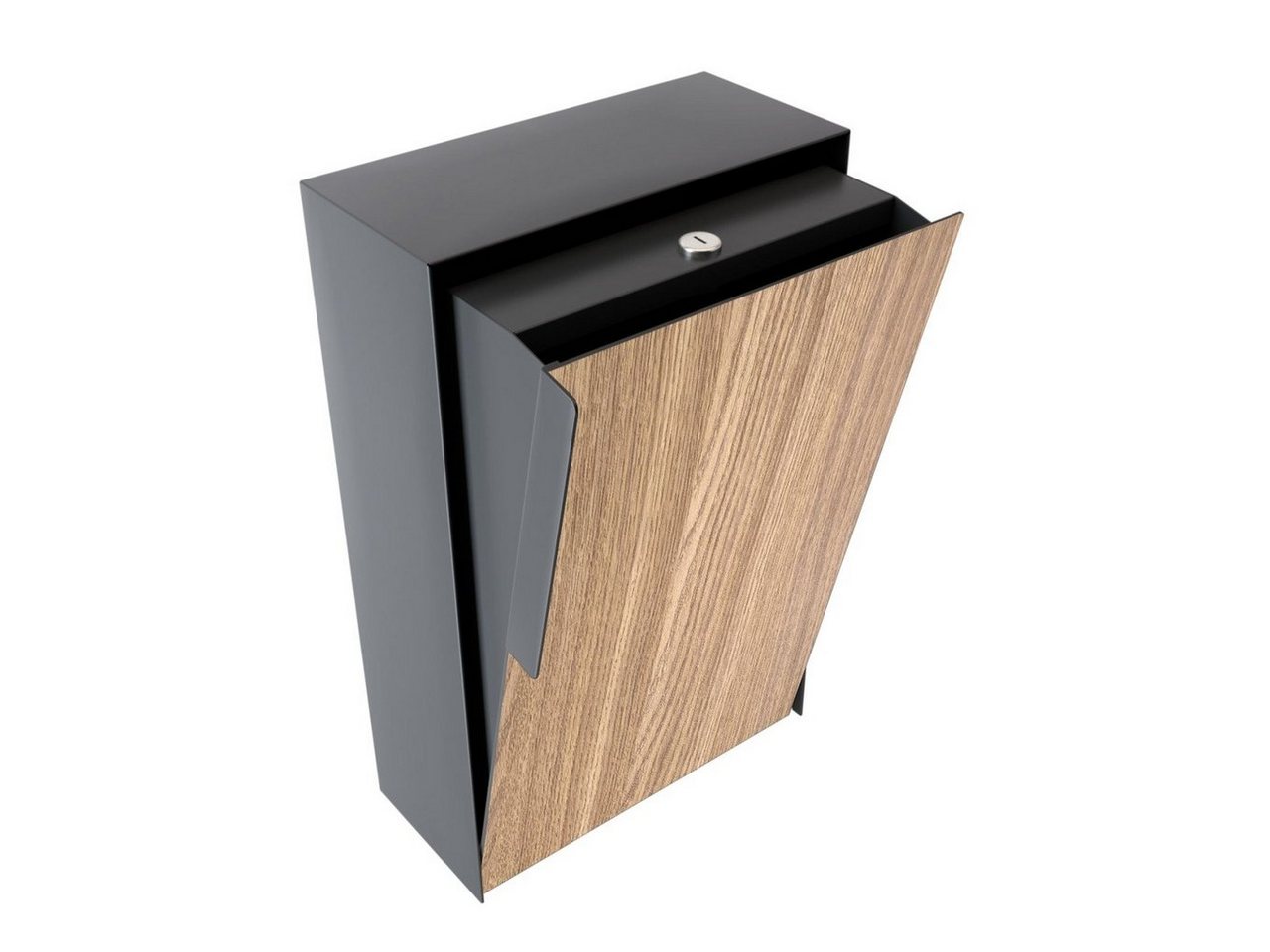 Thumbnail - Bravios Briefkasten Wandbriefkasten Faro Anthrazit mit Holzdekor-Fron