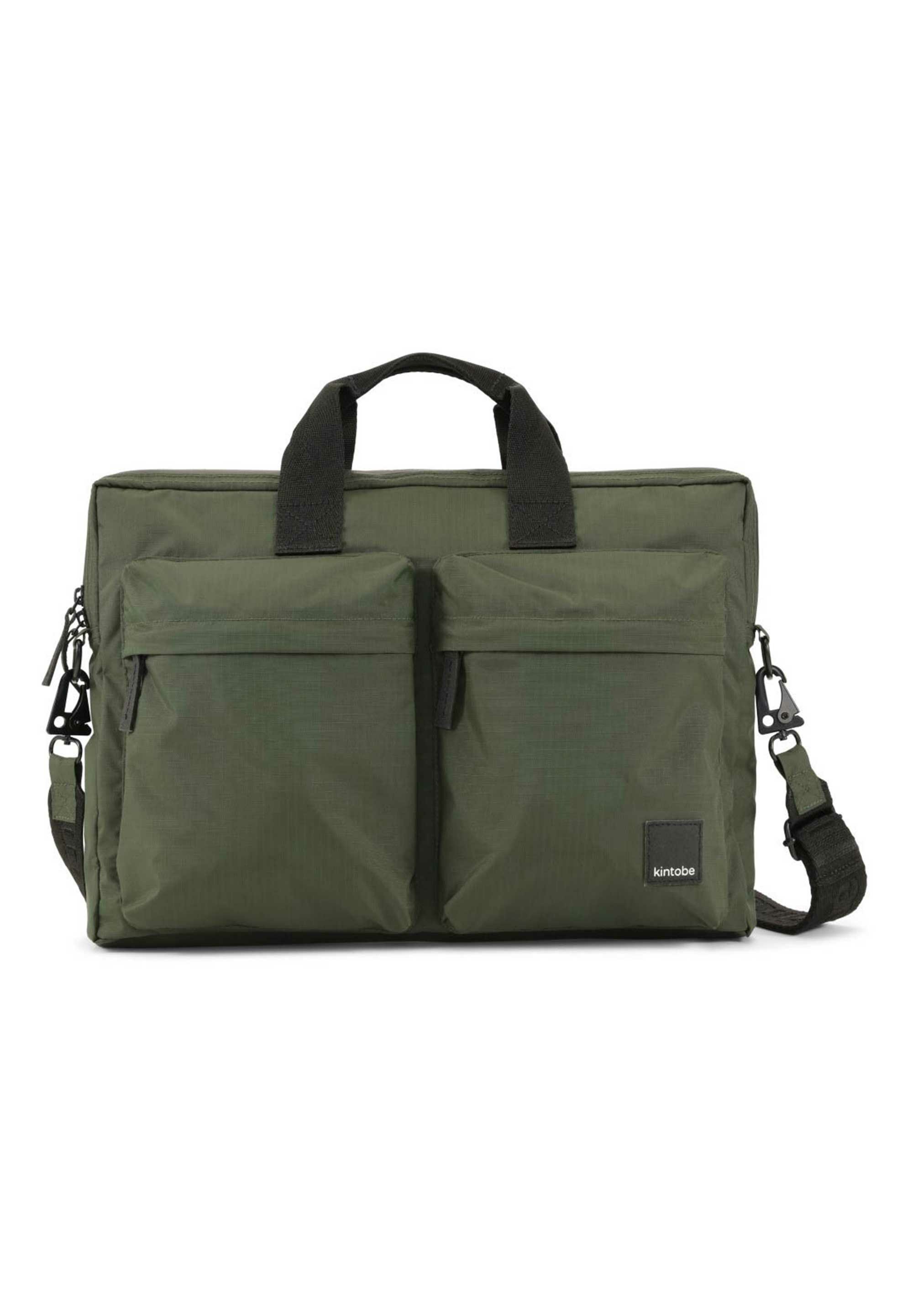 kintobe Messenger Bag SAGE, Die hochwertige Ripstop-Nylonqualität, schwarze Metallbeschläge