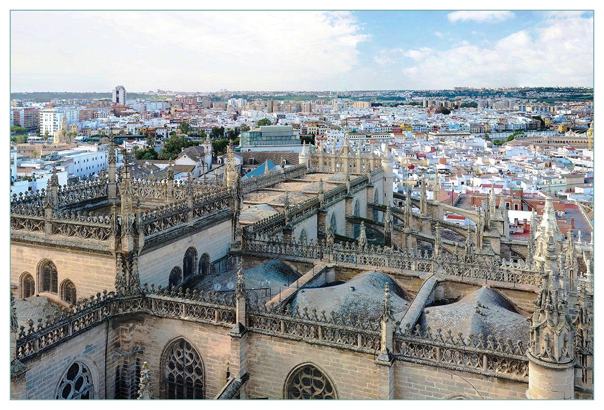 Wallario Küchenrückwand Dächer von Sevilla, (1-tlg)