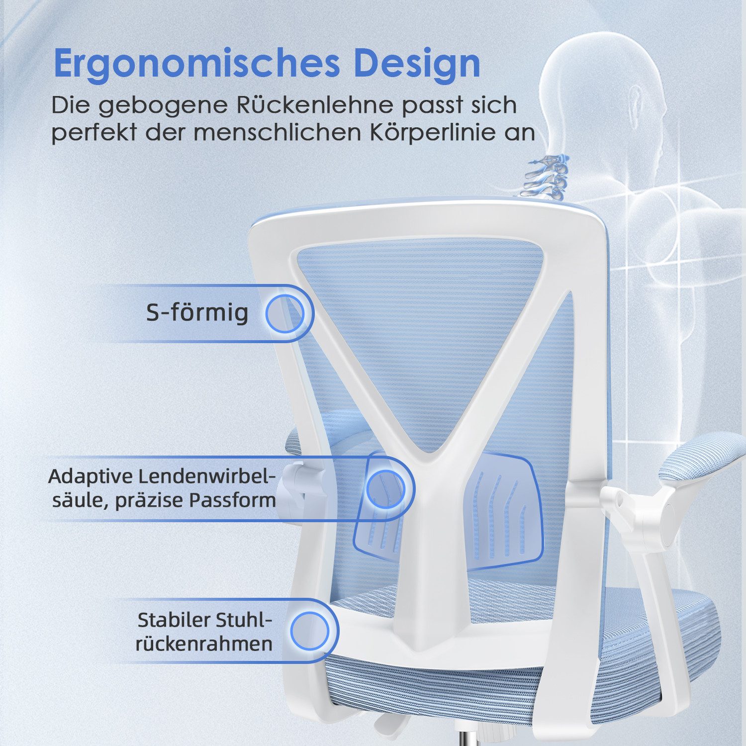 Adormii Bürostuhl Bürostuhl mit klappbaren Armlehnen,Ergonomischer Bürostuh günstig online kaufen