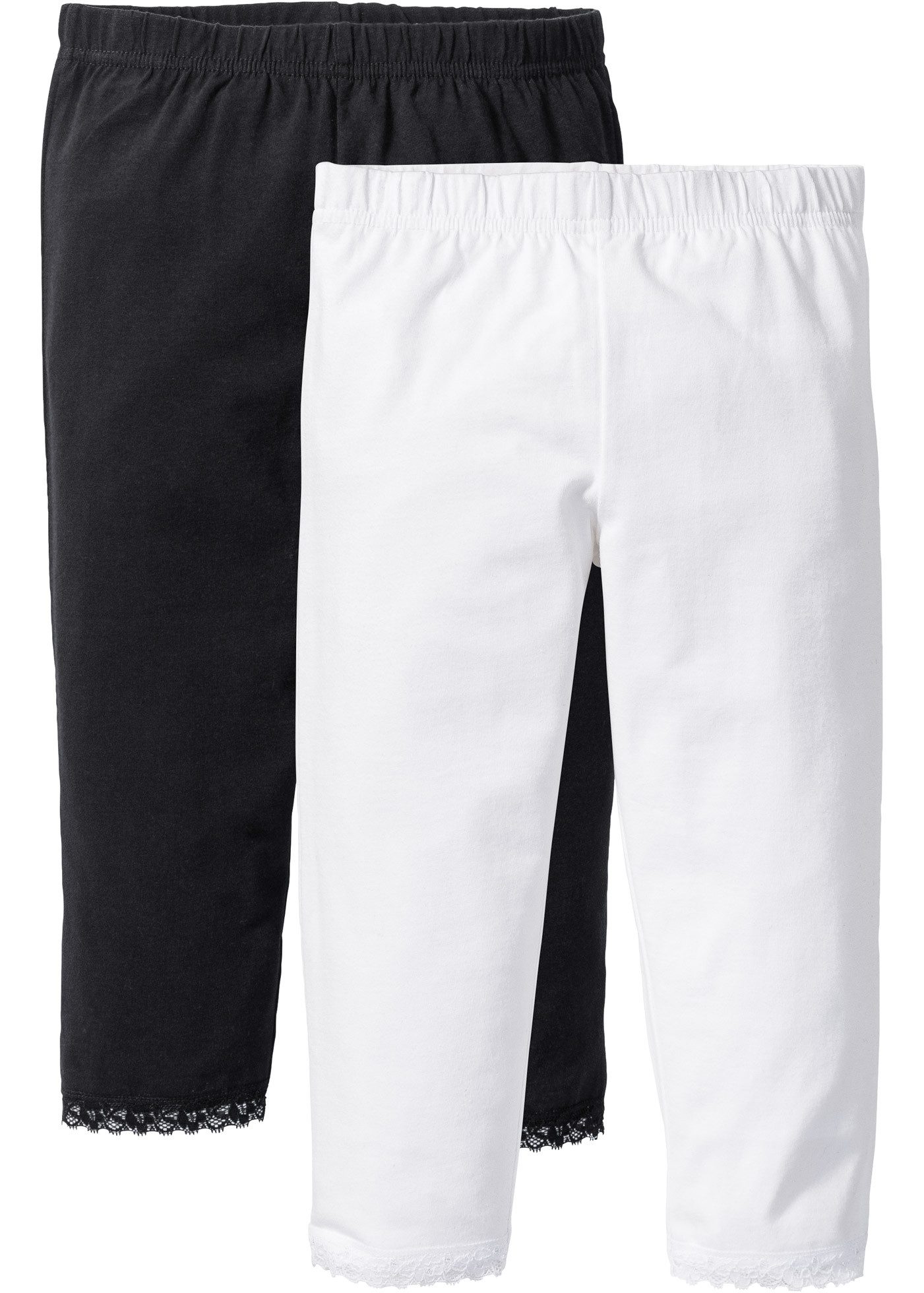 bonprix Caprileggings (Packung, 2-tlg) aus Baumwolle und Elasthan, mit elastischem Komfortbund, unifarben