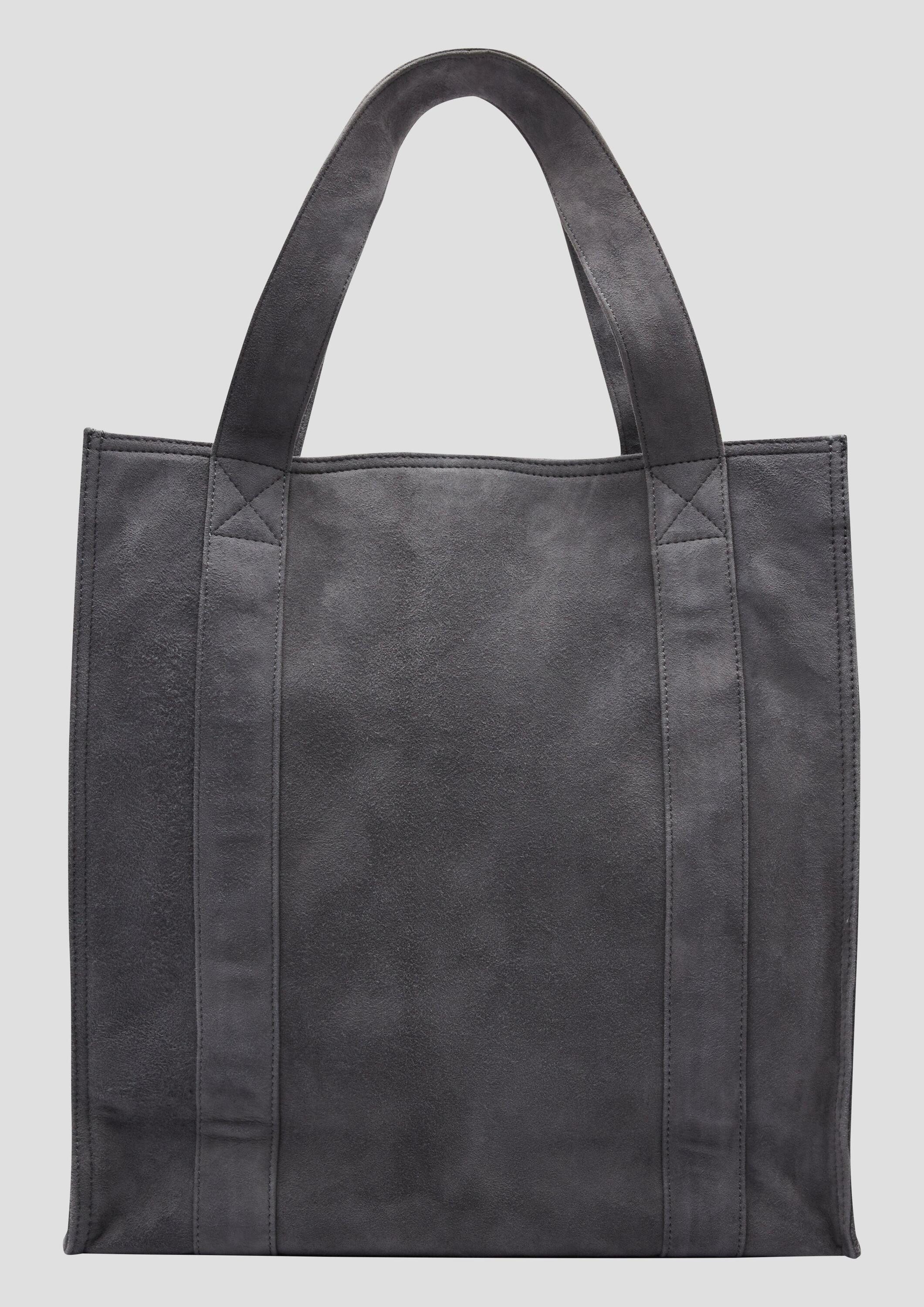 s.Oliver Shopper Tasche (1-tlg), Edler Veloursleder-Shopper mit Logo-Prägung