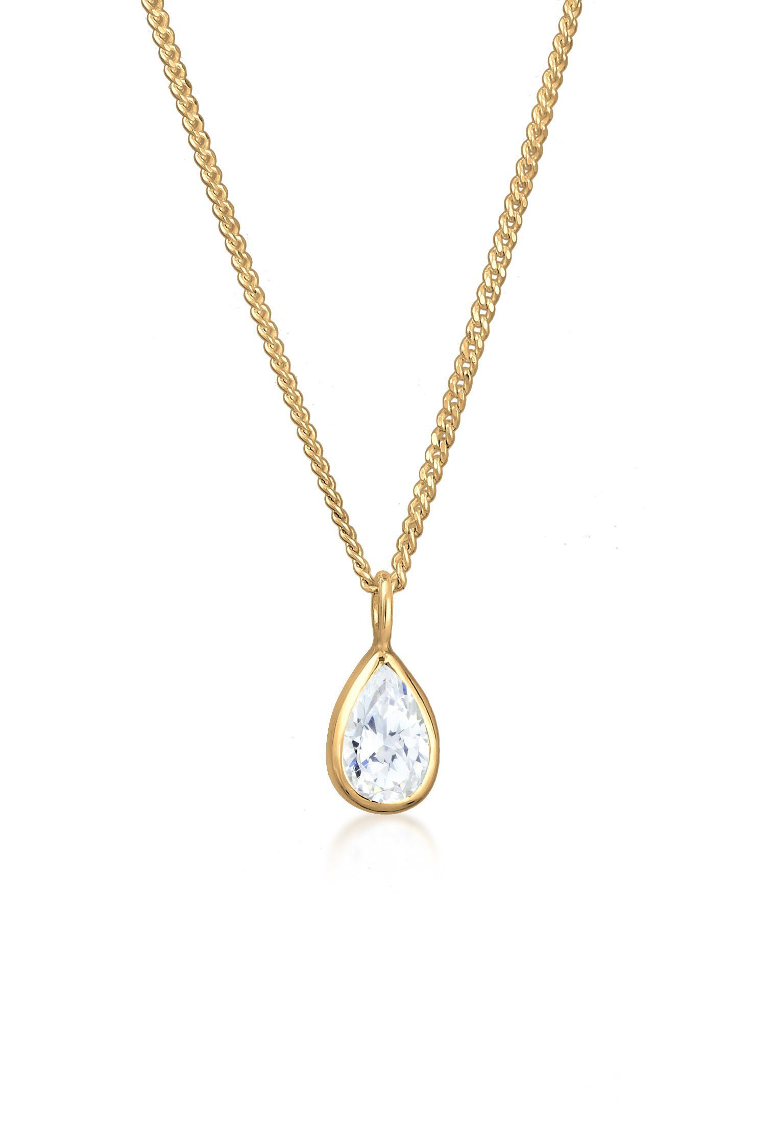 Elli Kette mit Anhänger Zirkonia Tropfen 925 Sterling Silber, Tropfen günstig online kaufen