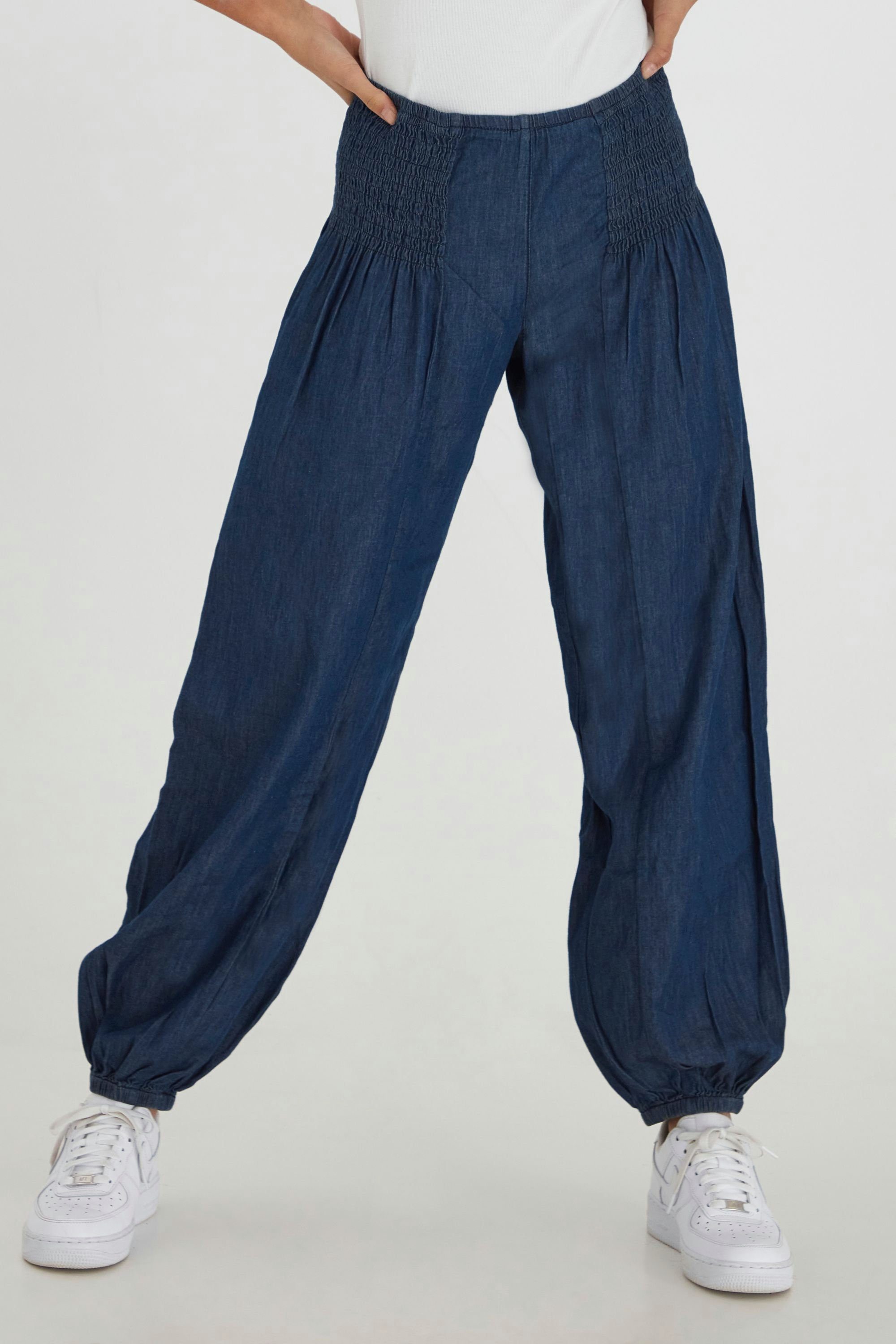 Pulz Jeans Schlupfhose PZJILL - 50200327 Weite Denim Hose mit elastischem Bund Dark blue denim (5001814)
