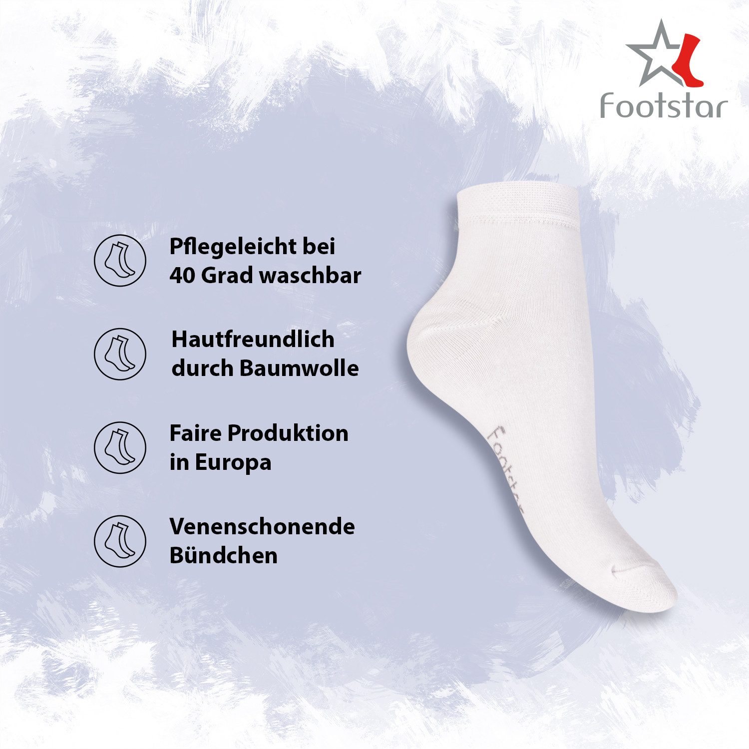 Footstar Kurzsocken EVERYDAY! 10 Paar Quarter Socken Kurzsocken Kurze Baumwoll Socken