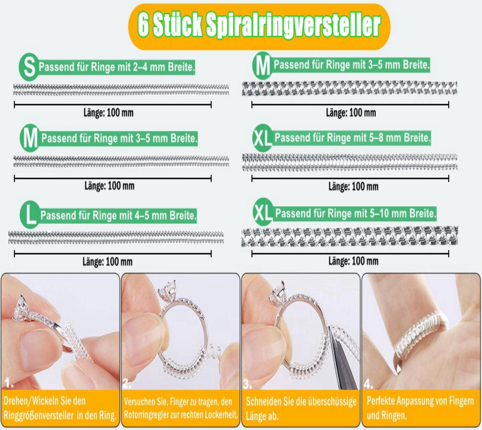 Agger Ringmaß 14/25 Stück Ringverkleinerer Unsichtbar Silikon Ring Verkleinerung (12-tlg) – Bild 3 von 5