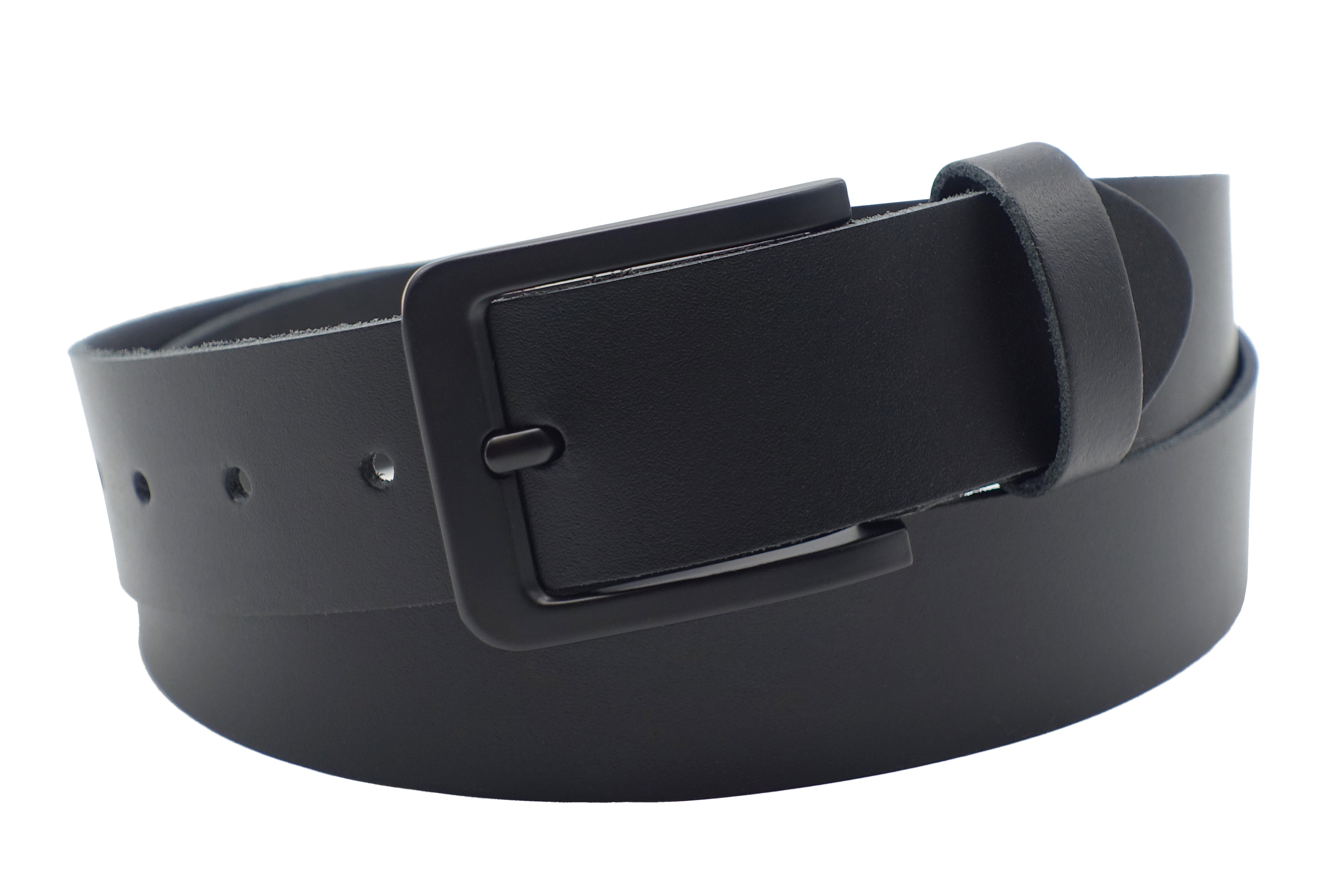NK Belt GmbH Ledergürtel 38 mm Rindsleder Gürtel mit Schwarzer Schnalle in Schwarz, Made in Germany #SE-22