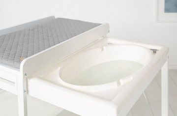 roba® Bade- und Wickelregal Style, Baby Pool, weiß, inkl. herausziehbarer Badewanne und Wickelauflage silbergrau