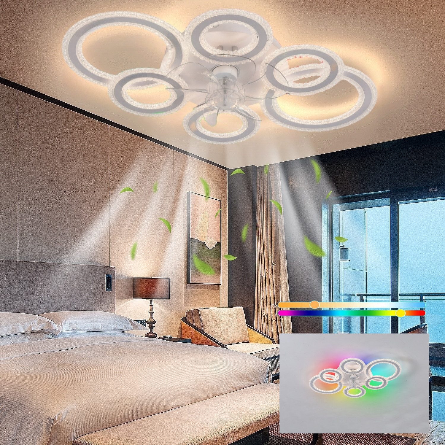 LETGOSPT Deckenleuchte 90W Leise Deckenventilator mit günstig online kaufen